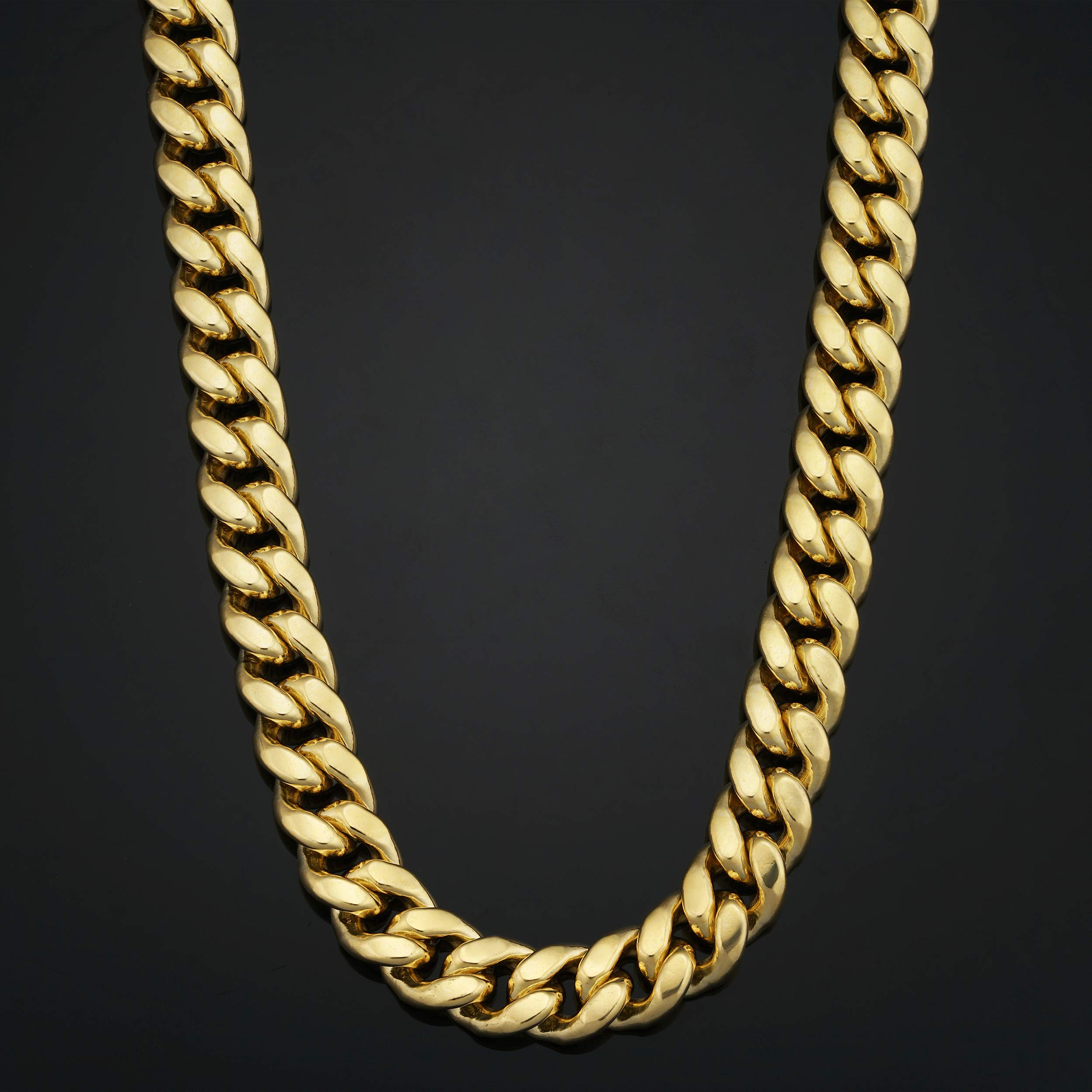 Miami - Catena a maglie cubane in oro 14 carati, 11,1 mm (61 o 66 cm) | Gioielli a maglie grandi da uomo, Metallo, Non conosciuto