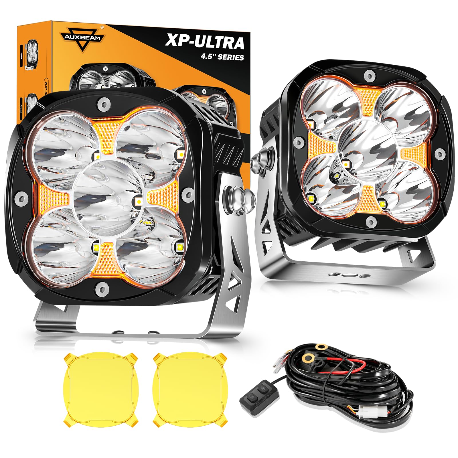 Auxbeam XP-Ultra Series 4.5'' Cube LED Pods, Spot Beam Offroad Ditch Lights