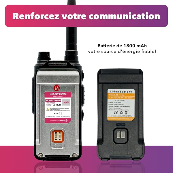 Talkie-walkie Baofeng RT15UV 5W 1800mAh, Port USB -C+ dragonne. UV-5R Nouvelle génération. - 5
