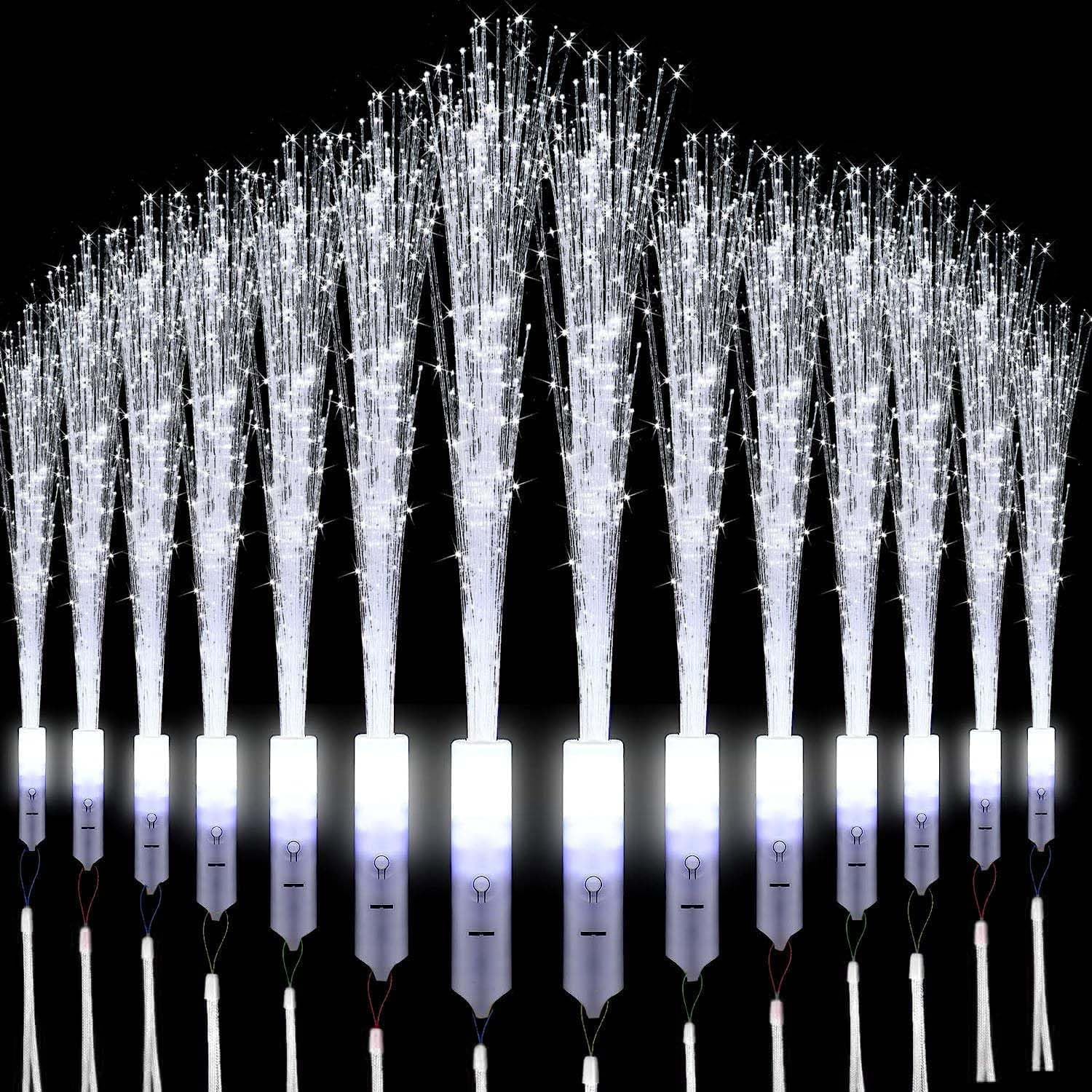 72 bastoncini luminosi in fibra di vetro bianco per matrimoni, ghirlanda luminosa in fibra di vetro, luci al buio, matrimoni, feste, regalo di compleanno per bambini, concerti