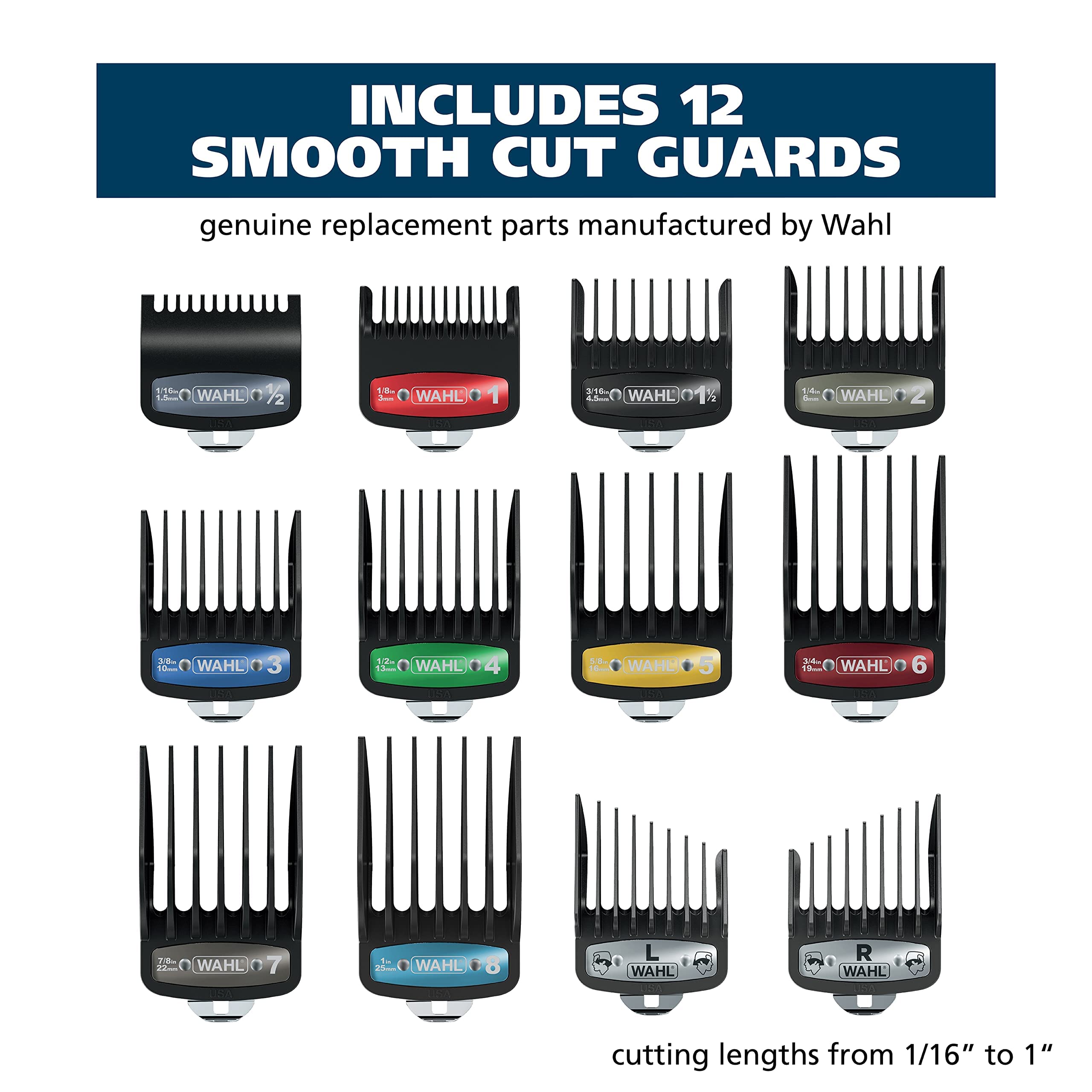 Wahl Genuine Secure-Snap™ Guide Comb Set with Colored Metal Clips and ...