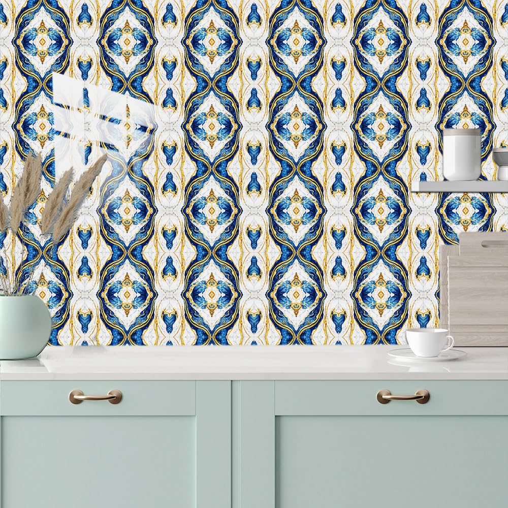 LMYSXAOZ Tile Stickers 20X20CM Yellow Blue Kitchen for Bathroom Stick on Wall Tiles Backsplash Self-Adhesive Vinyl Home Decoration