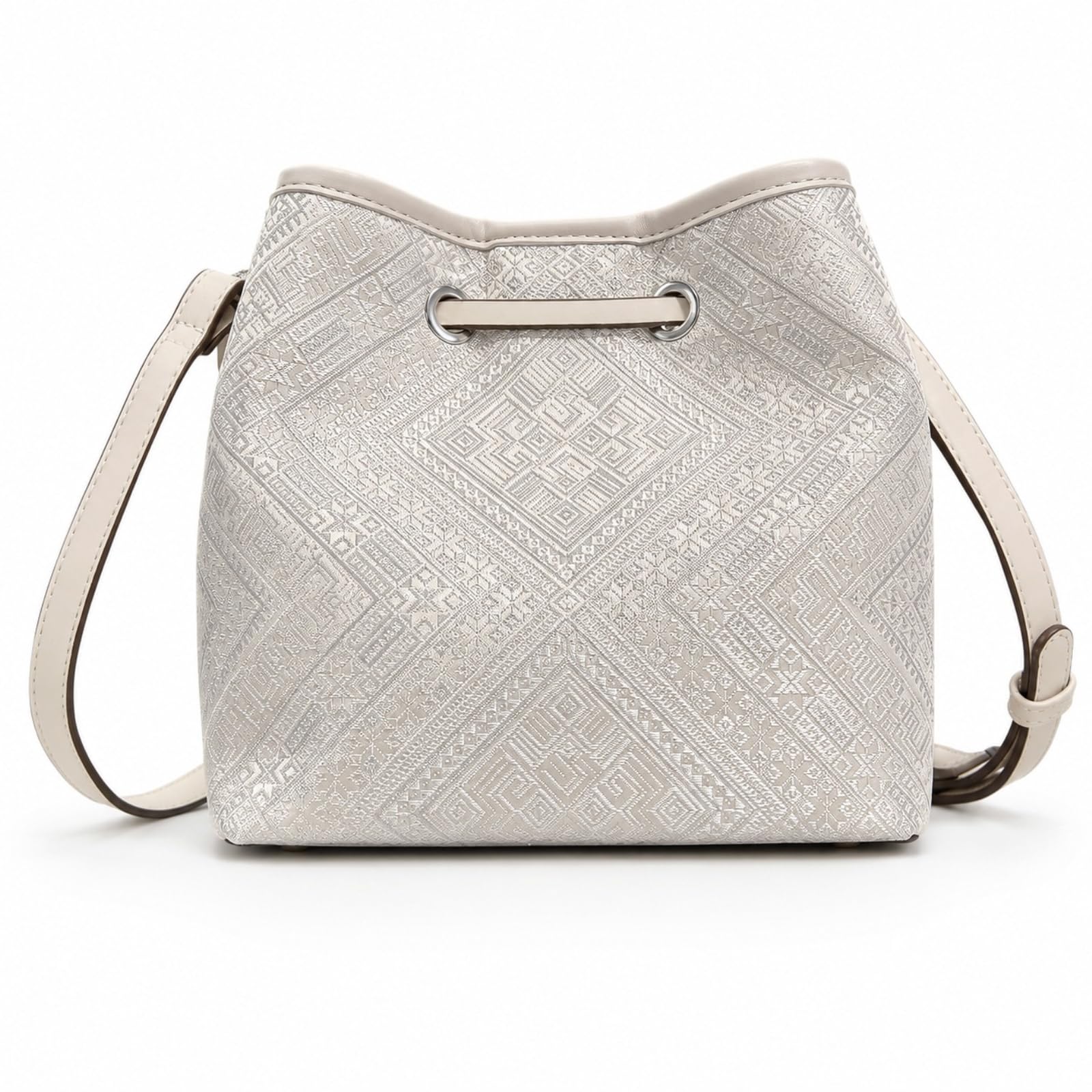 HJDMO Zhuang - Bolso bandolera para mujer, bolso cruzado mediano con cierre de cordón y bolsillo con cremallera, color beige