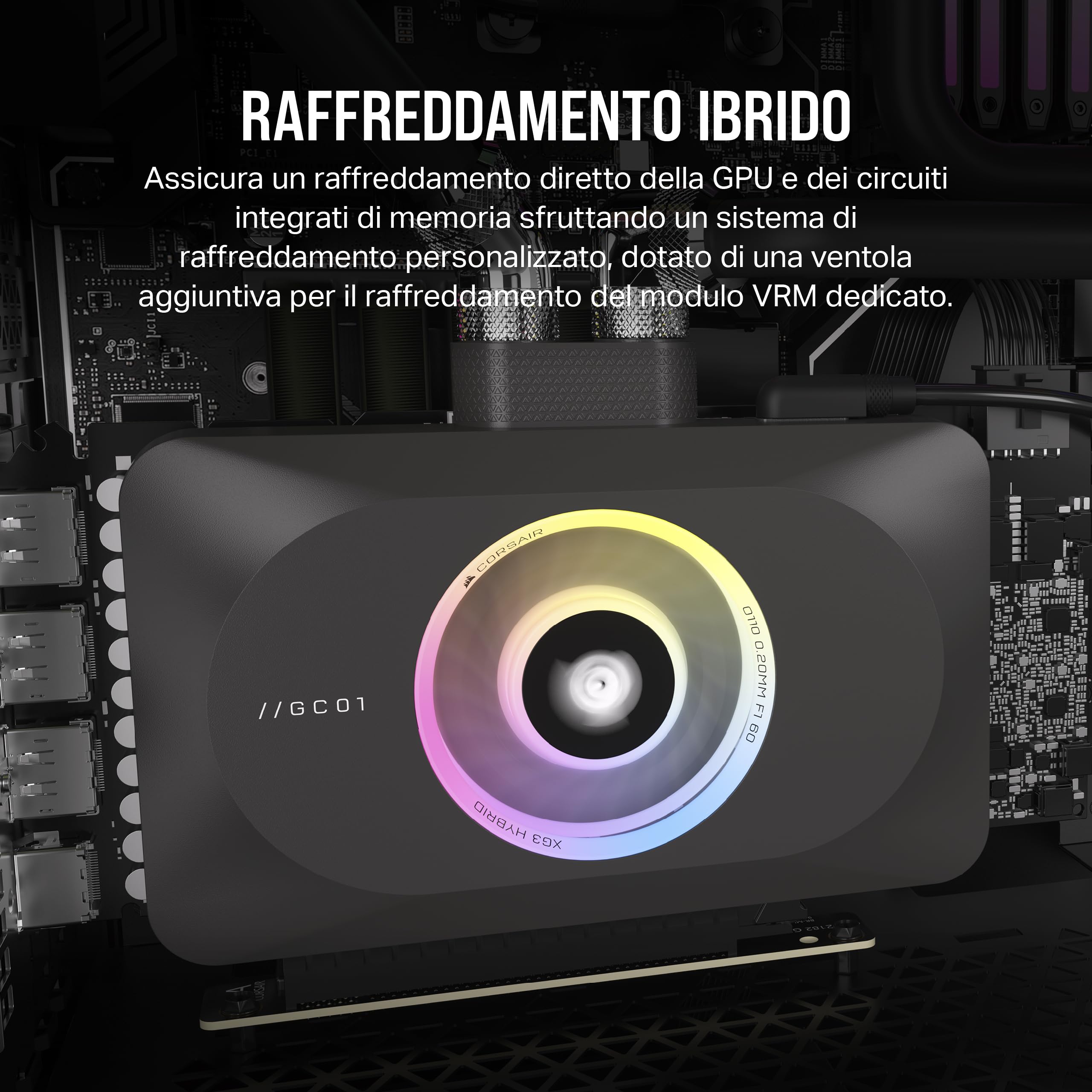 CORSAIR iCUE LINK XG3 RGB Hybrid Waterblock per GPU - Sistema di Raffreddamento Ibrido Personalizzato - Compatibilità con 4070, 4070 Ti - Nero