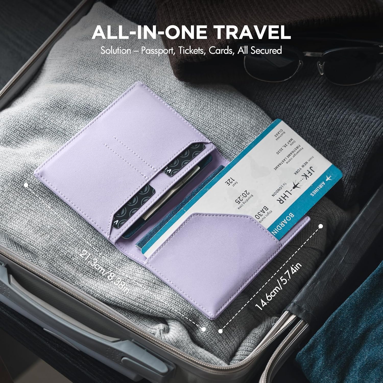 VULKIT Passport Holder for Travel, Rfid Blocking Passport Cover, Slim Travel Wallet for Men & Women, Soft Lavender