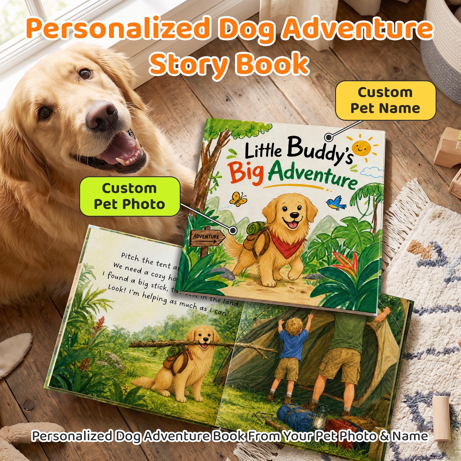 Personalisiertes Hundegeschichtenbuch Foto Name, Kinderabenteuer, Gute Nacht, Erinnerung Haustier Weihnachten Geburtstag Liebhaber Babyparty