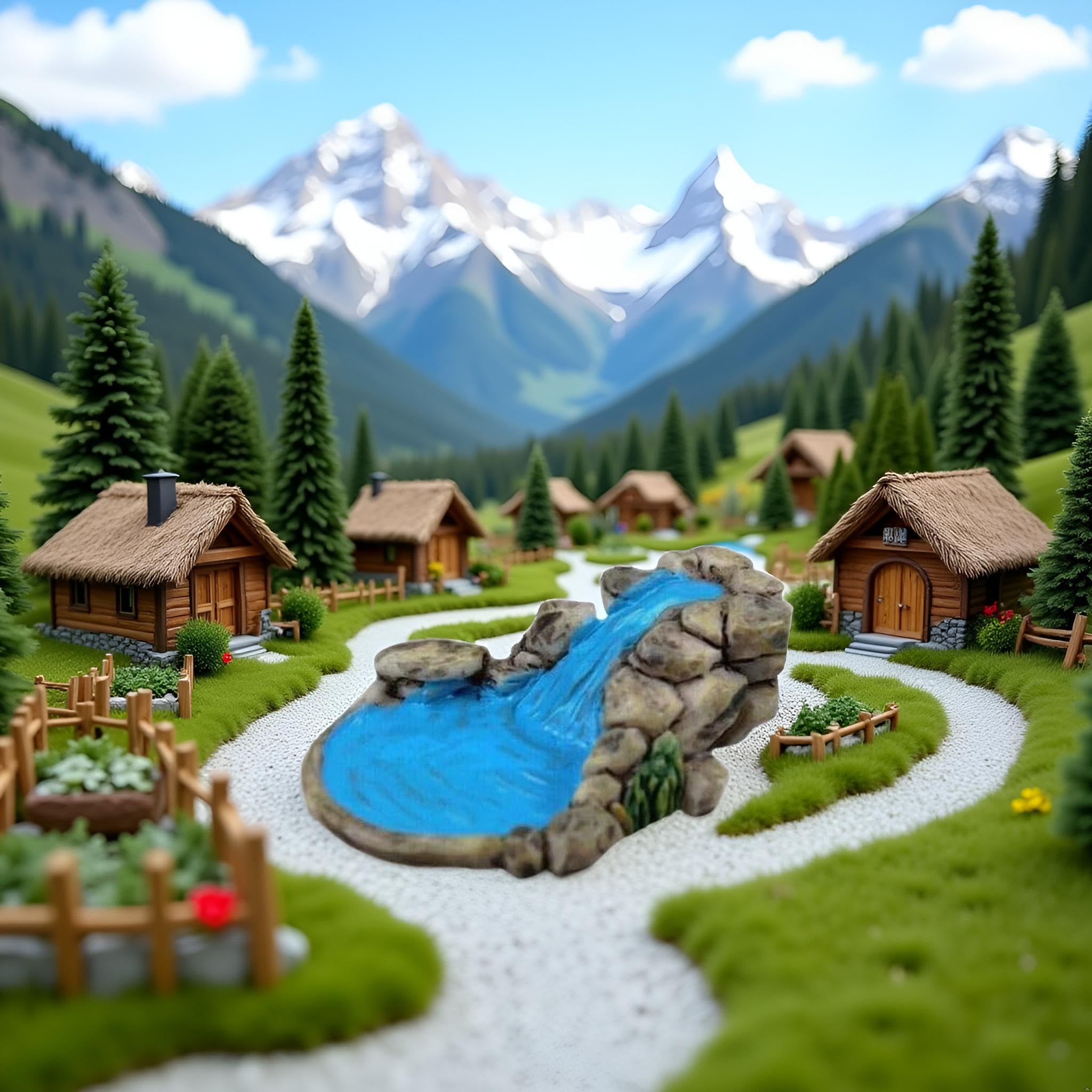 Mini Wasser Pool Feengarten Ornament – Blaue Rasenstatue Für Puppenhaus & DIY Dekoration