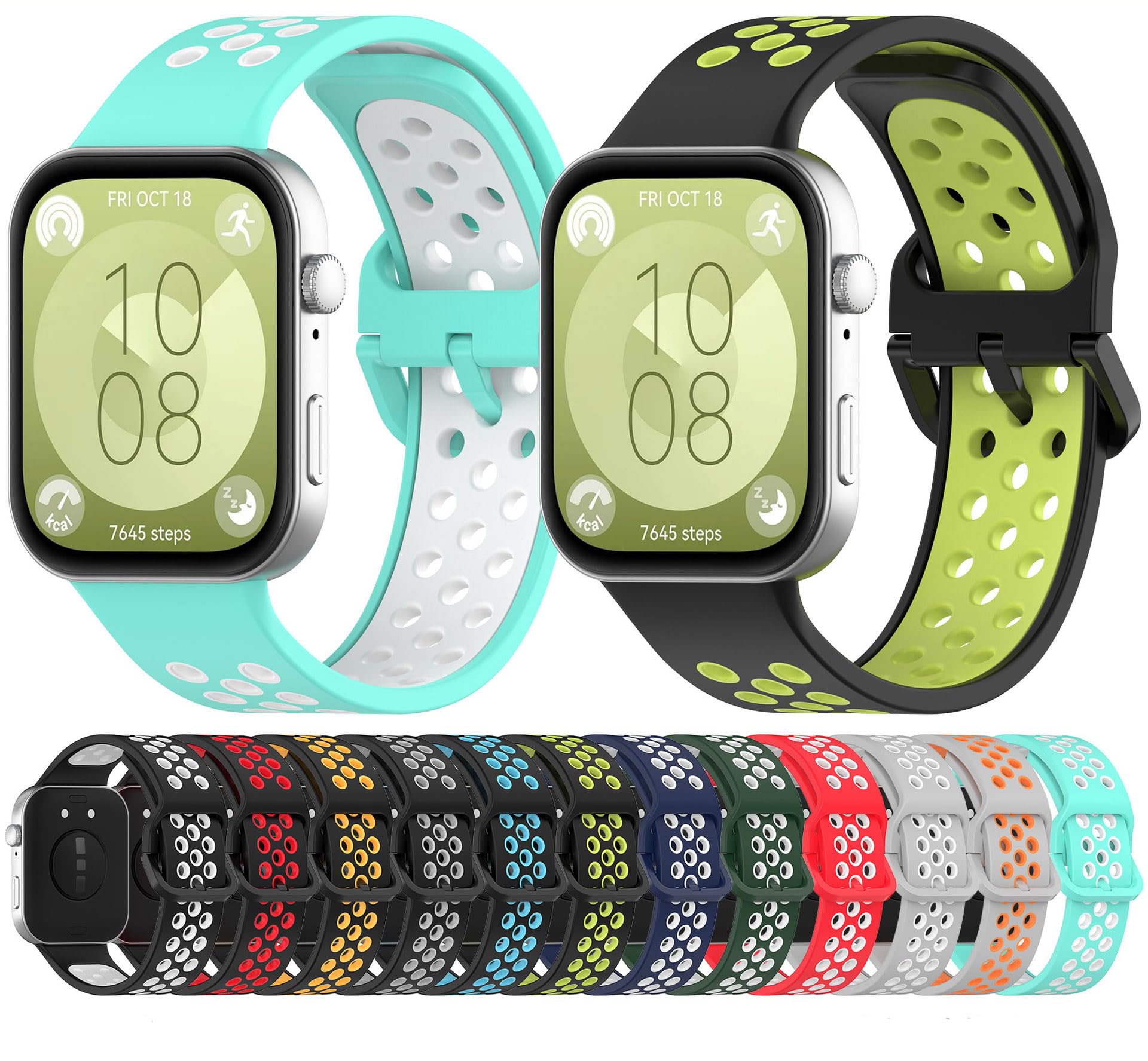 Compatibile con Huawei Watch Fit 3 Smart Band Donna Uomo Silicone Leggero Sport Cinturini di Ricambio Destinato Cinturino Regolabile per (confezione da 6)