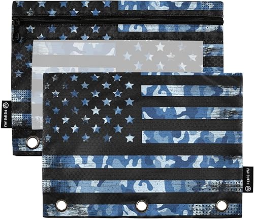 Miniatura 6 de Carpeta para el 4 de julio, carpeta vintage de camuflaje con bandera estadounidense para carpeta de 3 anillas, suministros de escritorio de oficina,