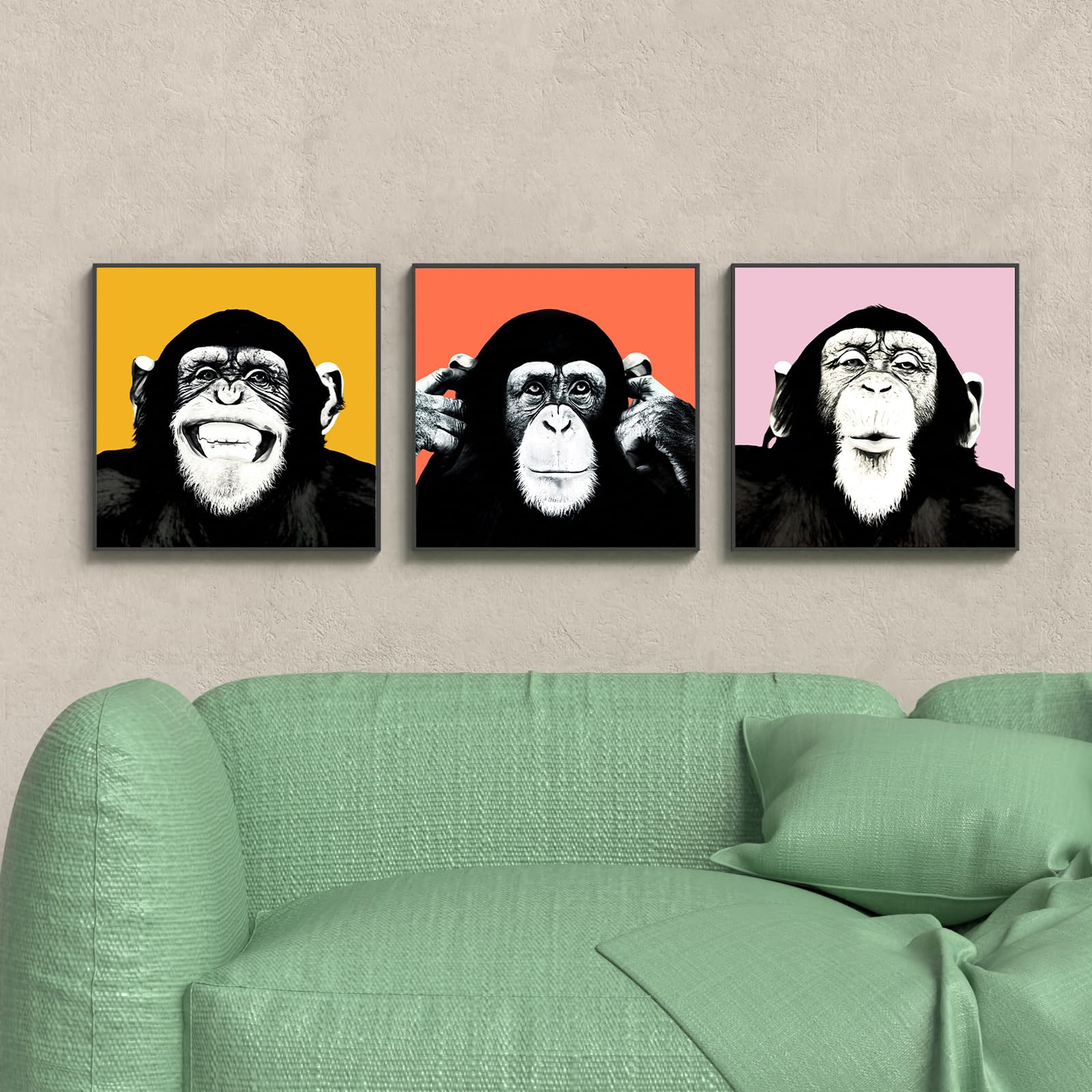 愉快なチンパンジー♪ カラフルアート 楽しい毎日のお部屋のインテリア