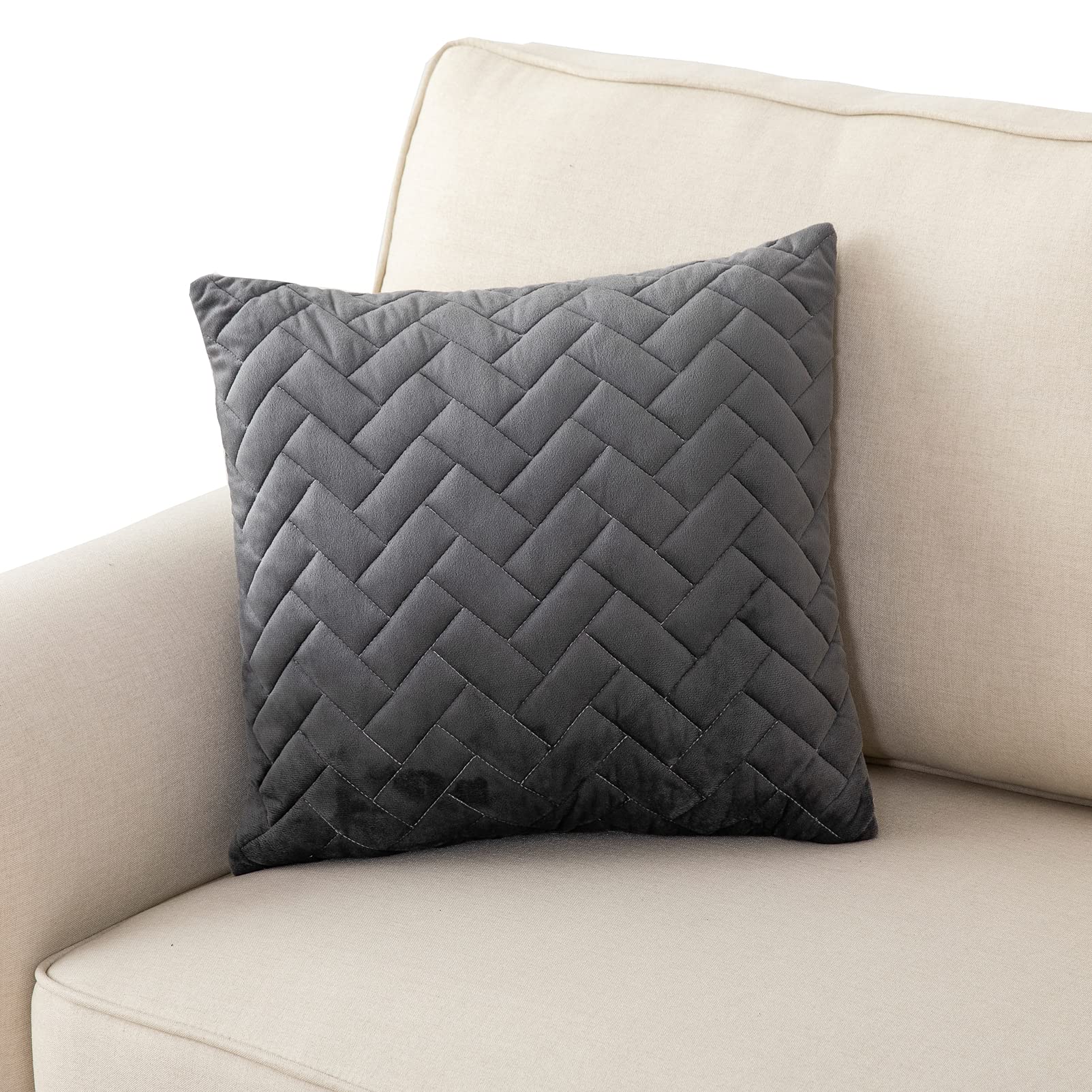 Eismodra Almohada de Sofá,Cubre Sofa 3 plazas,Funda Sofa Chaise Longue Antideslizante para 2 Plazas Salón Sofá Esquinero Perros Mascotas,Gris Oscuro,45 x 45 cm (Solo 1 Unidad) OEKO-TEX STANDARD 100