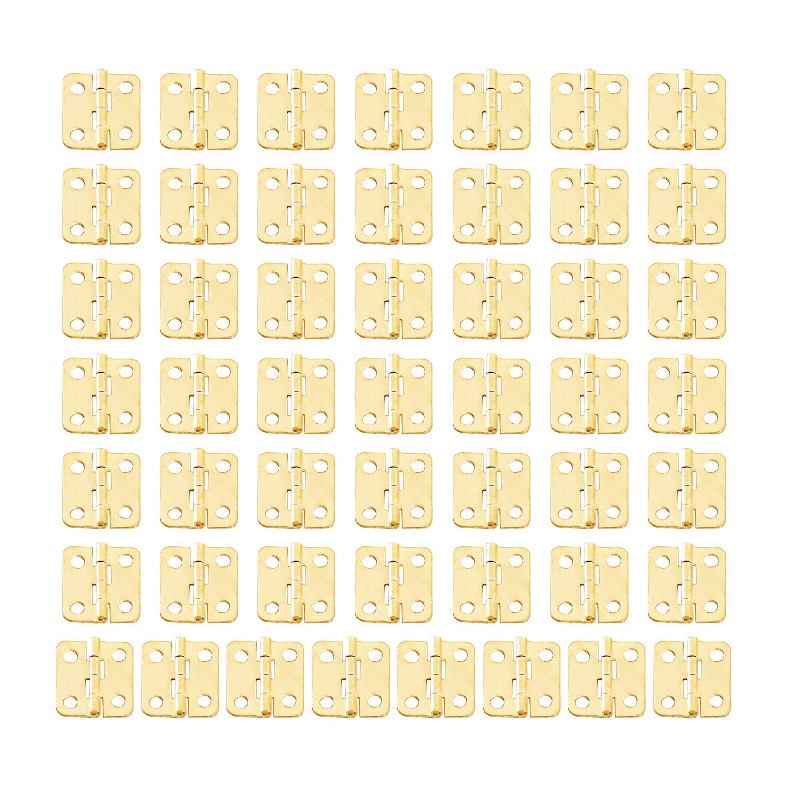 Dophee Gold 50Pcs Mini Hinges, 16X13mm Folding Butt Hinges Metal Furniture Cabinet Hinges With Screws For Decorative Diy Crafts Jewellery Wooden Box Toys Drawer