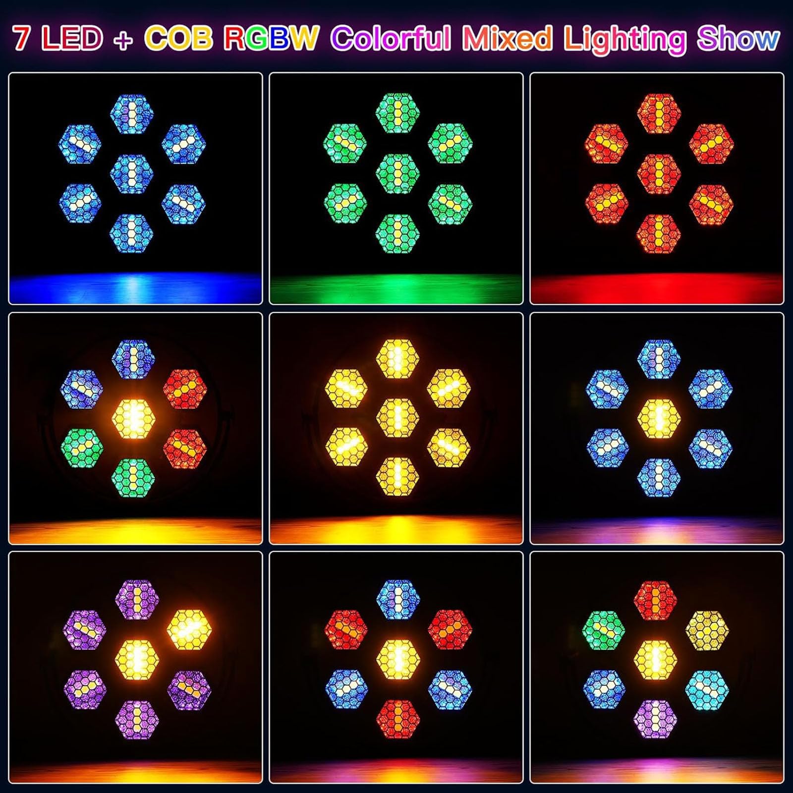 Luz de escenario LED de 350W con 7 cápsulas hexagonales retro
