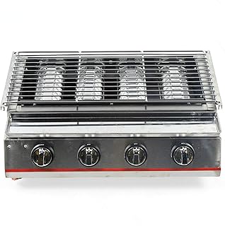 Aohuada 4 bruciatori a gas, barbecue a gas, barbecue da tavolo, senza fumo, in acciaio inox, barbecue da campeggio, barbecue a gas, barbecue modulare, griglia di qualità