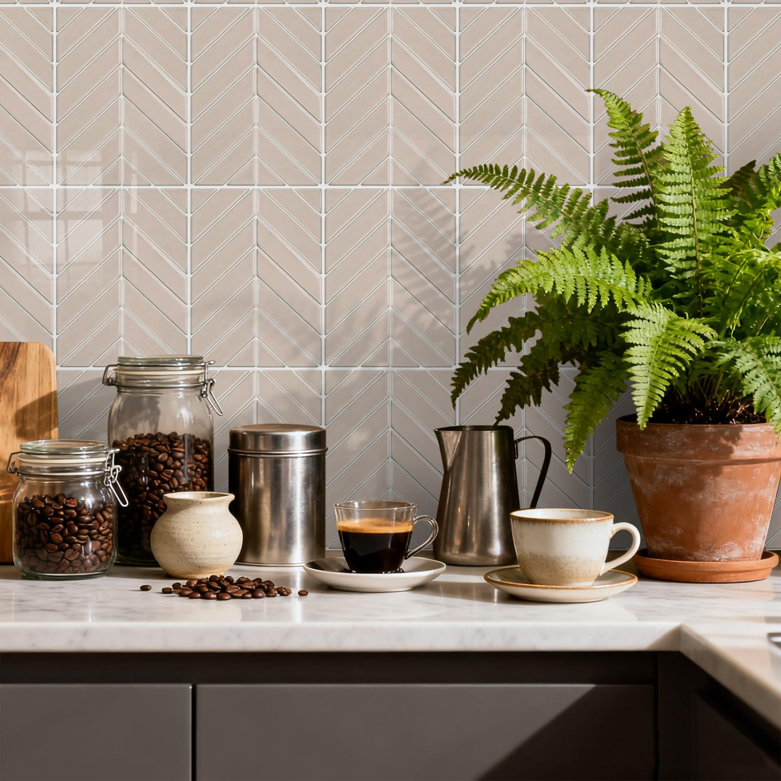 LMYSXAOZ Stick on Tiles 17x23CM Khaki Tile Stickers Transfers for Bathroom Kitchen,Peel and Wall Self Adhesive Vinyl Waterproof Oil Proof Home Decor