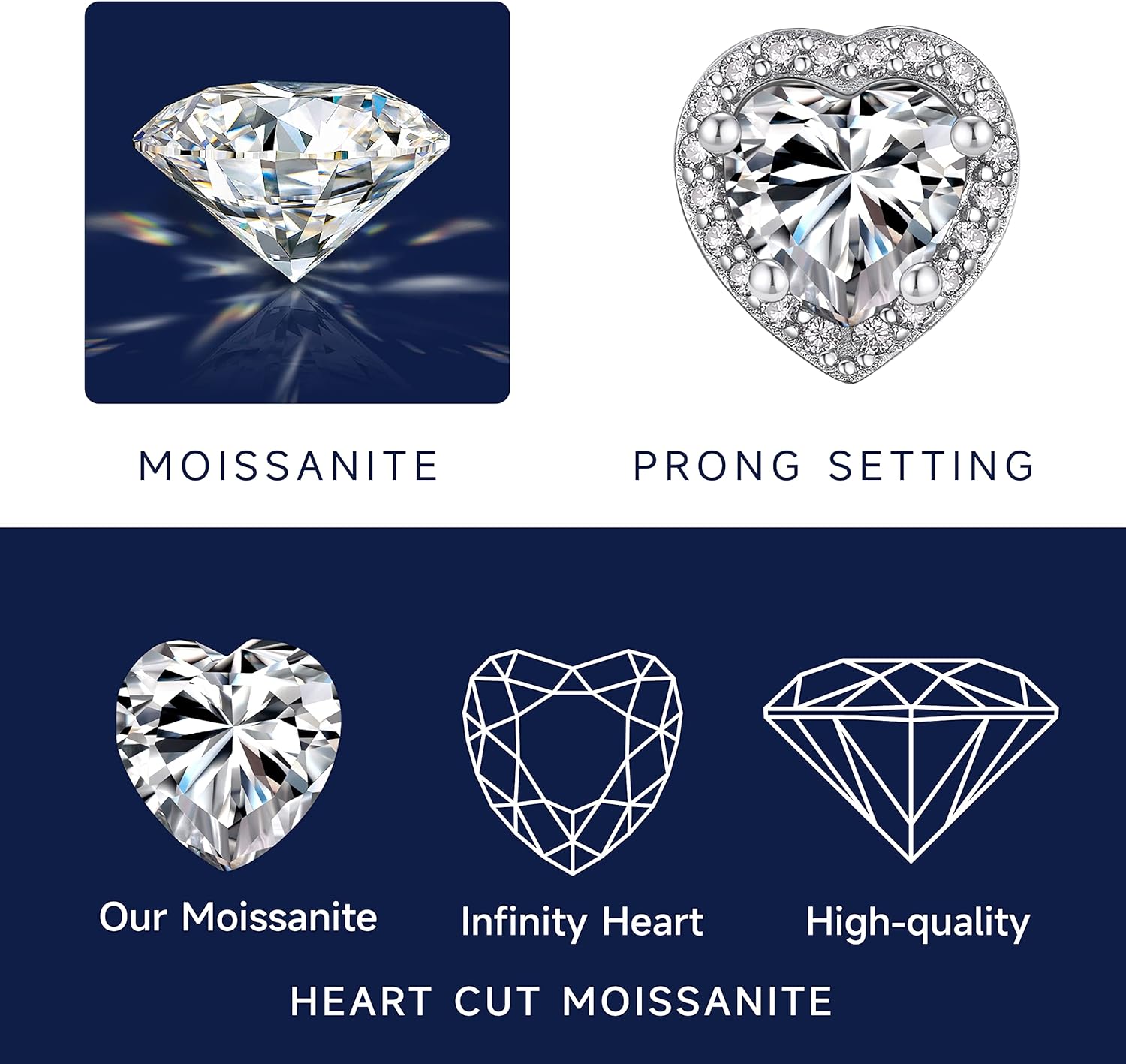 MomentWish Heart Necklace for Women, 1 Carat Simulated Moissanite Necklace for Her 925 Sterling Silver Halo Pendant Anniversary Valentine's Day Birthday Gifts for Mom Wife Girlfriend-Heart - Image 4