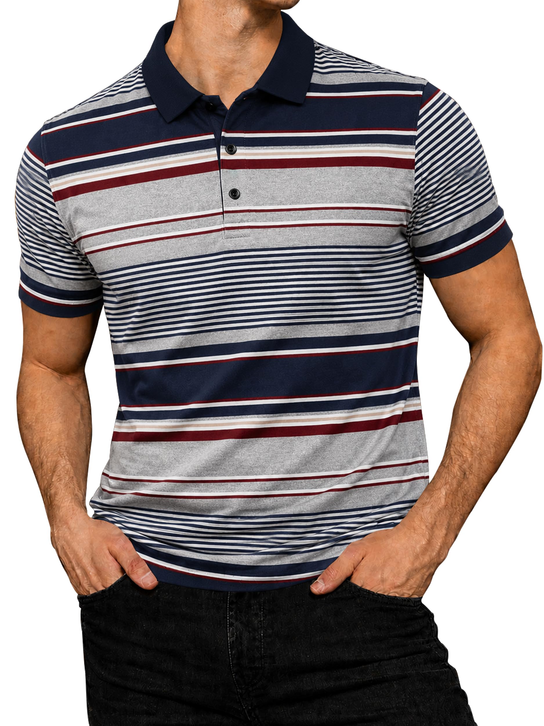 eyebogler Polo T-Shirt for Men || Half Sleeves Neck Polos Men Tshirt || Striped Polo-picture-26