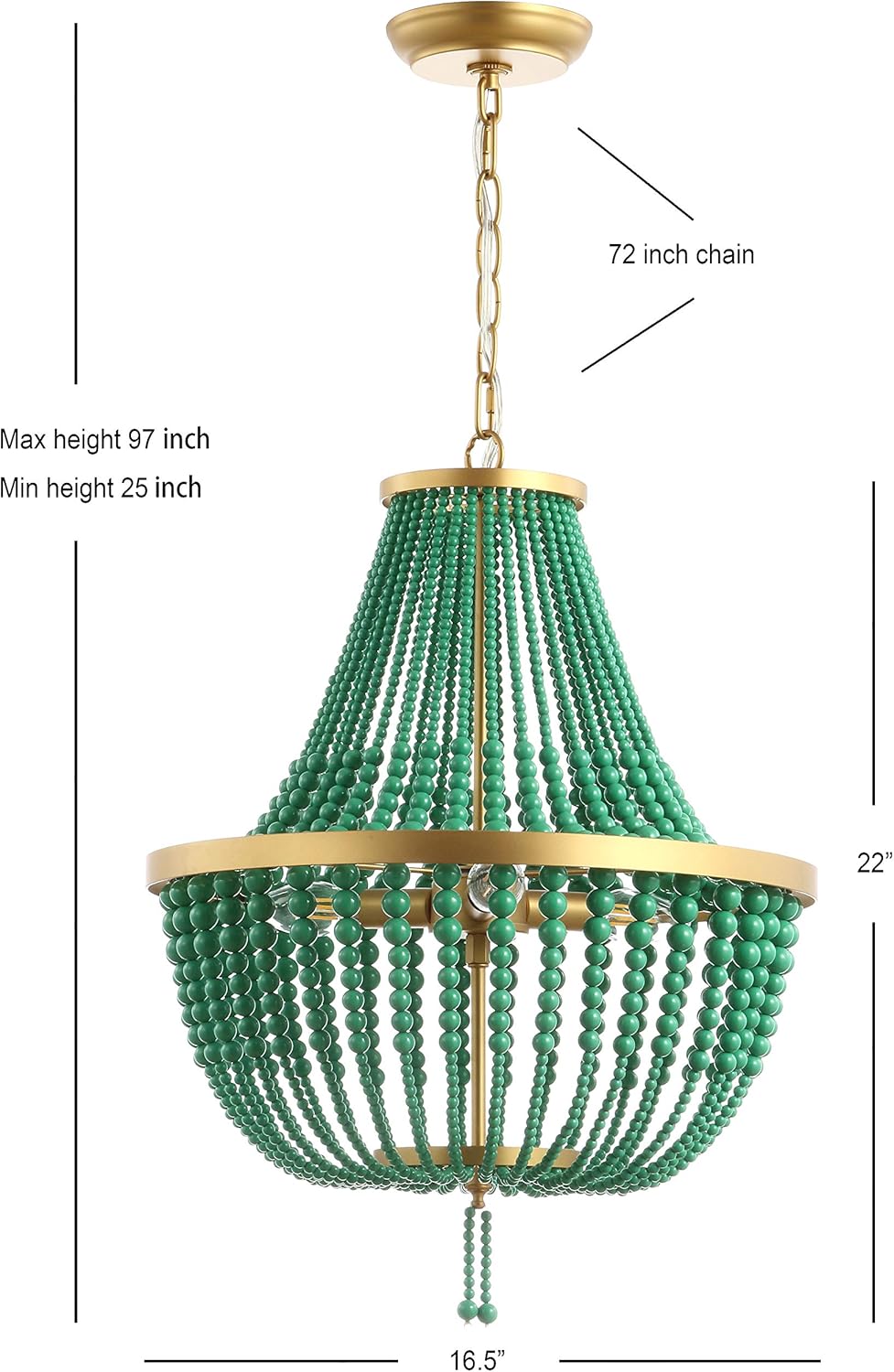 Disney Lighting by Safavieh 3-Light Adjustable Gold and Green Prince Pendant Chandelier (LED Bulbs Included)