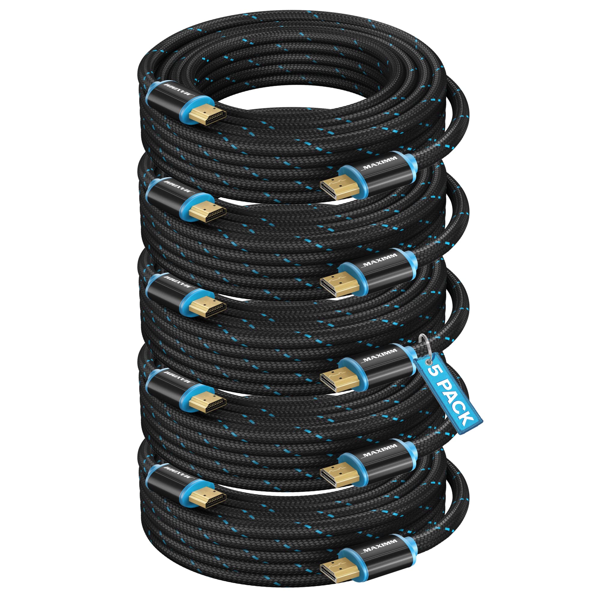 Cavo HDMI 4K HDMI 2.0, 20ft, certificato 18Gbps, 4K a 60Hz Ultra High Speed Gaming Cavo HDMI 4K, cavo 4K, confezione da 5, UL-Listed