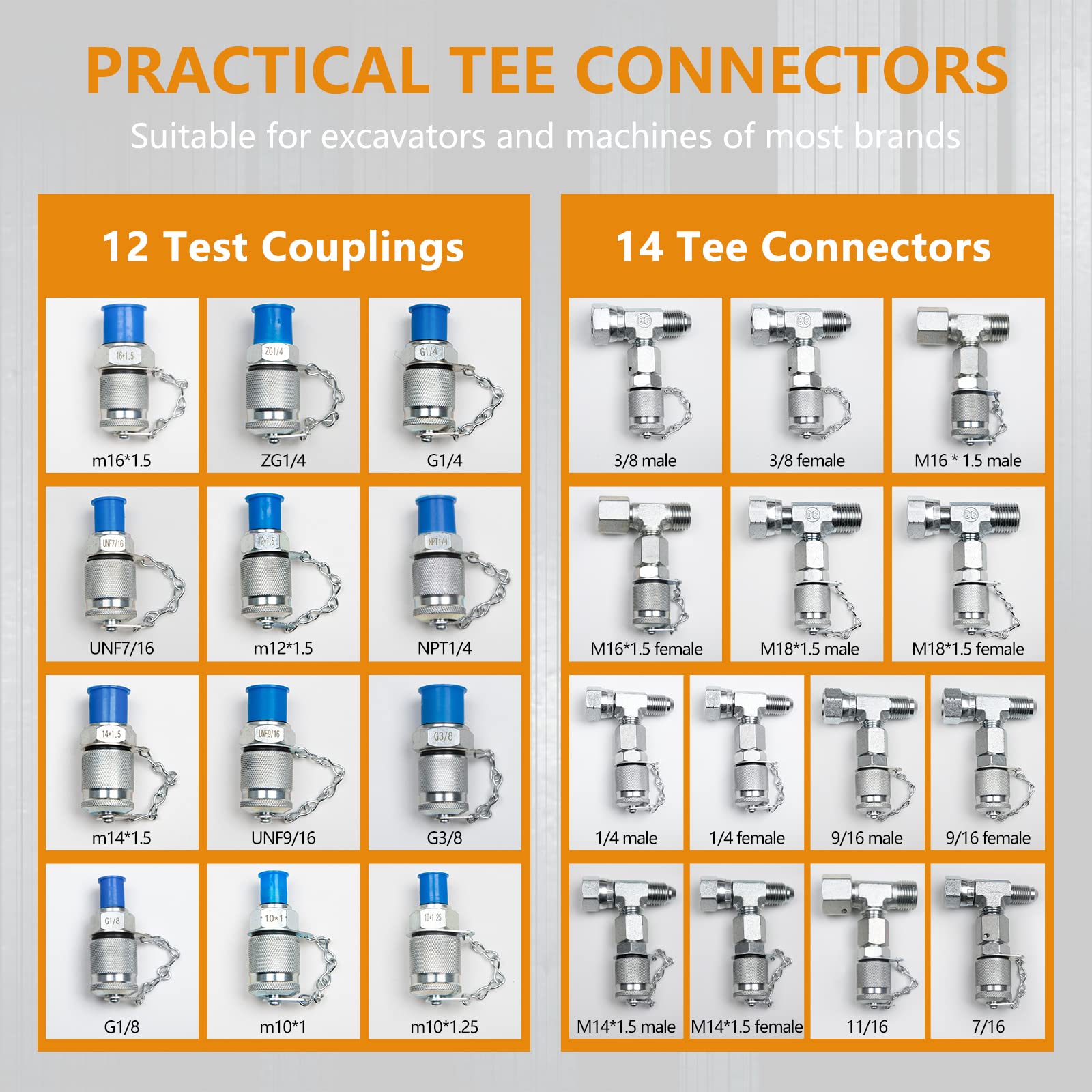 Hydraulic Pressure Test Kit,600bar /8700psi / 60mpa 5 Gauges 13 Test Couplings