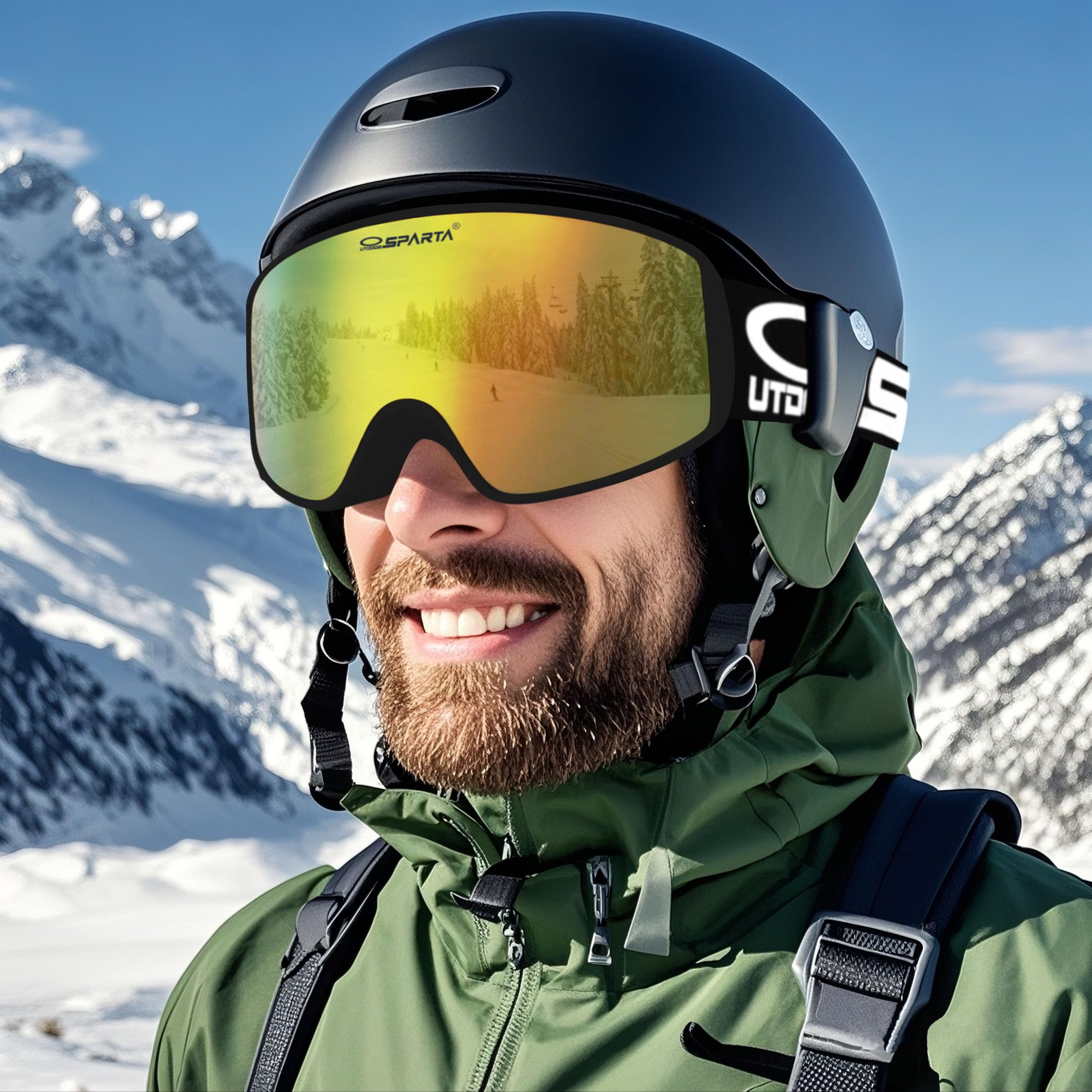 Masque de snowboard OTG, objectif HD magnétique amovible/anti - buée/protection 100% uv400 / lentille cylindrique double couche sans cadre