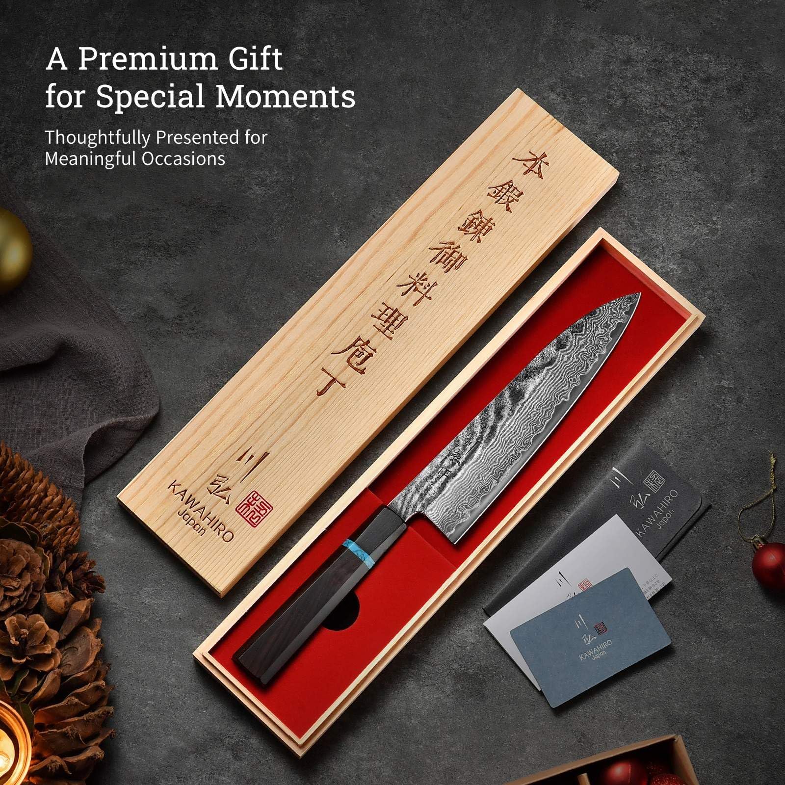 KAWAHIRO Japanese Chef Knife 8.27", Hand Forged VG10 Damascus Kitchen Knife — Amazon image 8