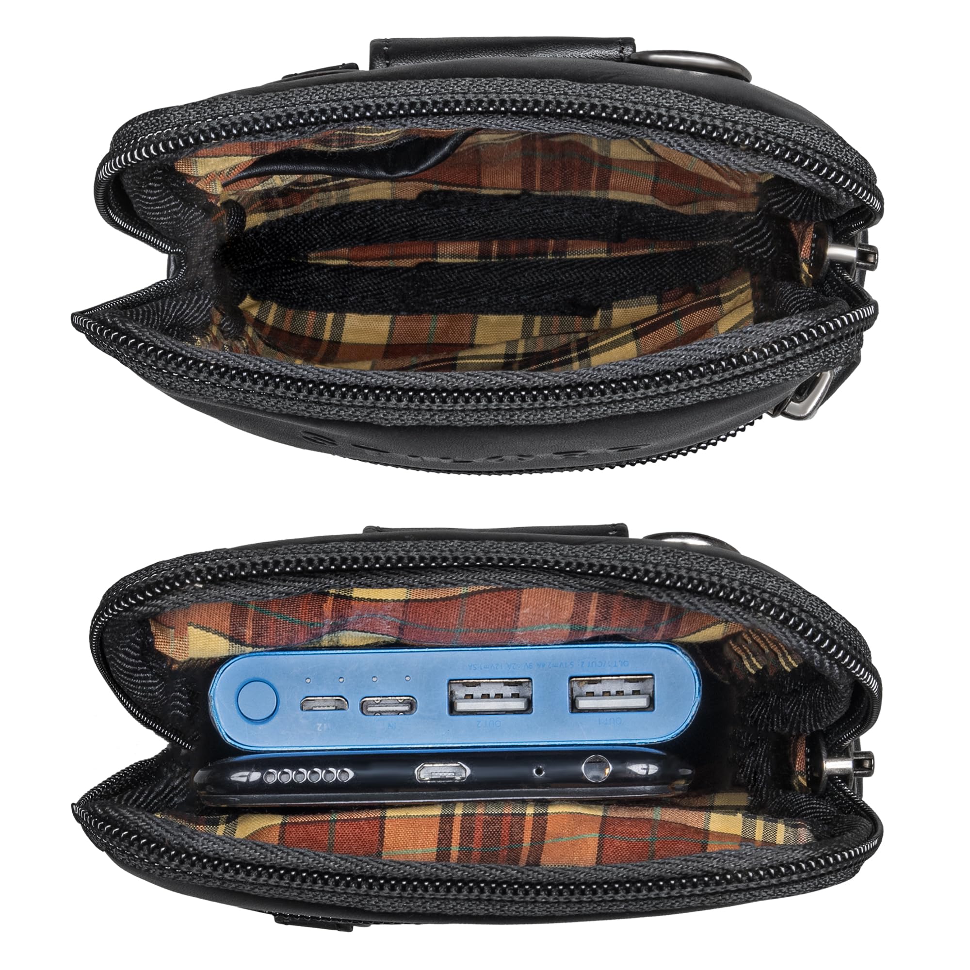 STILORD Mauve Stylische 2 in 1 Hüfttasche Herren Leder - Multifunktionale Umhängetasche mit Gürtelschlaufe Bauchtasche Echtleder Handy-Tasche 7 Zoll Gürteltasche Farbe:schwarz