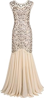 Women 's 1920s Black Sequin Gatsby Maxi Long Evening Prom Dress - Buy now