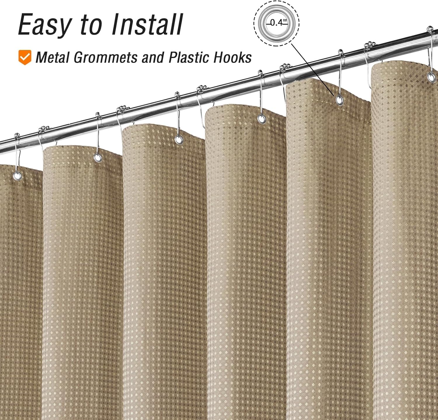 Bingobang Shower Curtains Set for Bathroom with 12 Hooks, Mould Mildew Proof Resistant - Image 4
