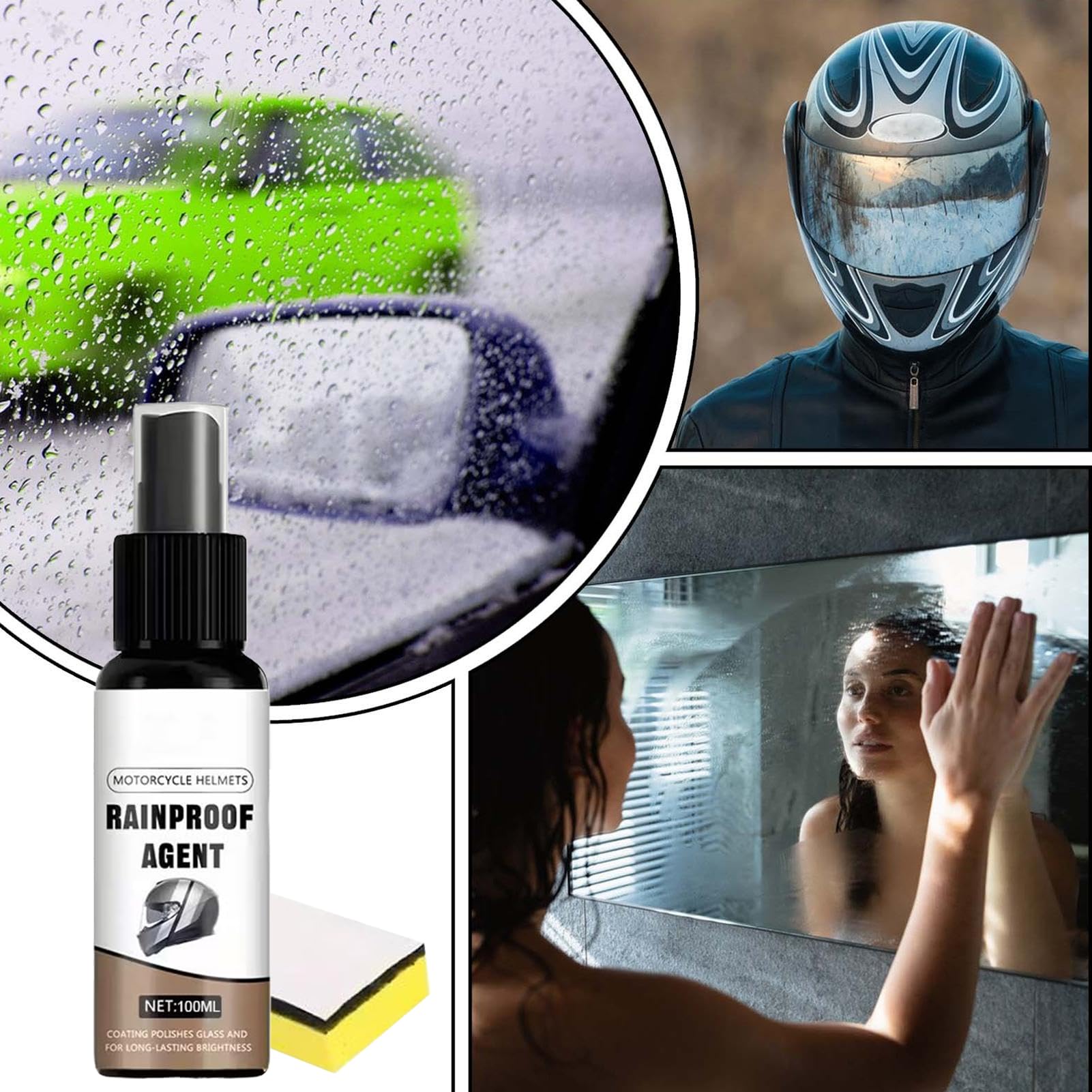 Generisch Spray anti-buée pour lunettes - 100 ml - Spray anti-buée pour casques et lunettes - Produit anti-pluie pour moto - Pour plongée et ski Scuba - Natation - Cyclisme - Extérieur