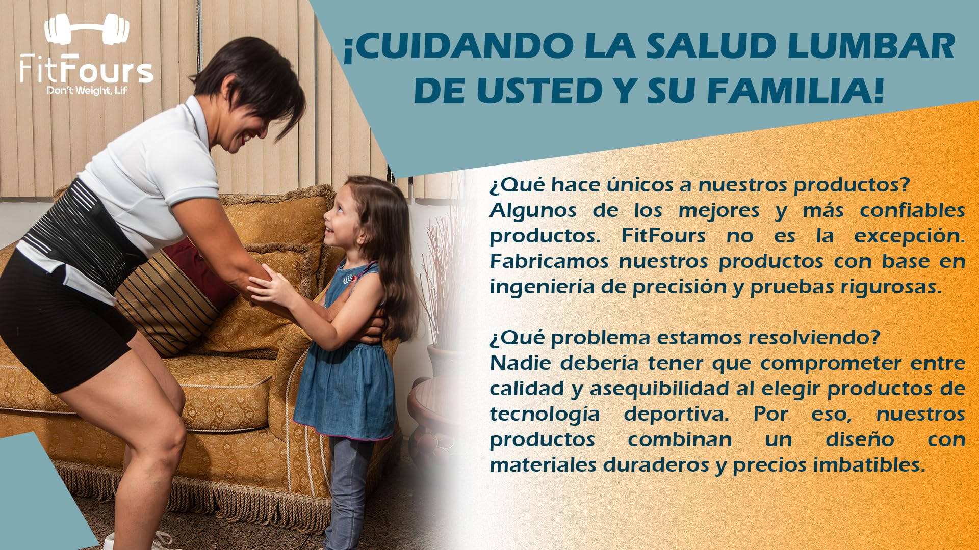 FitFours Fajas Lumbar – M – Faja lumbar hombre y faja lumbar hombre mujer con diseño ergonómico, compresión personalizada y tejido respirable, incluye refuerzo lumbar acolchado adicional (M)