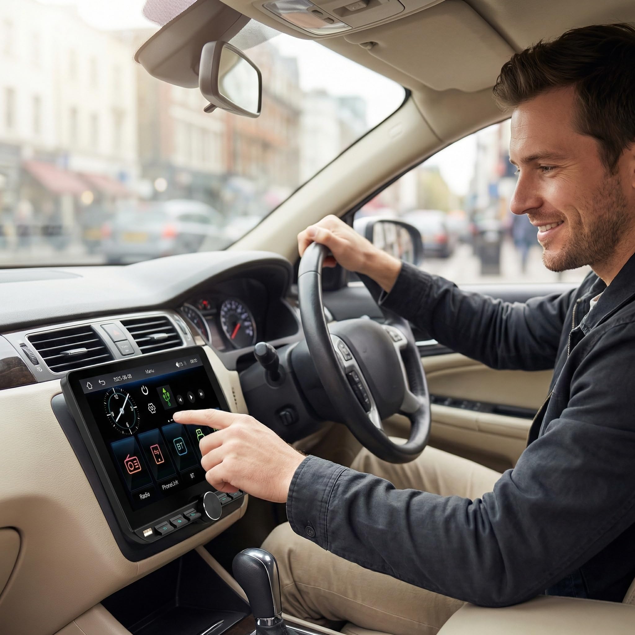 Autoradio 1Din mit drehbar Bildschirm(10.1"), Kompatibel mit [Wireless] Apple CarPlay/Android Auto Bluetooth USB Typ-C Rückfahrkamera AM/FM/RDS Radio