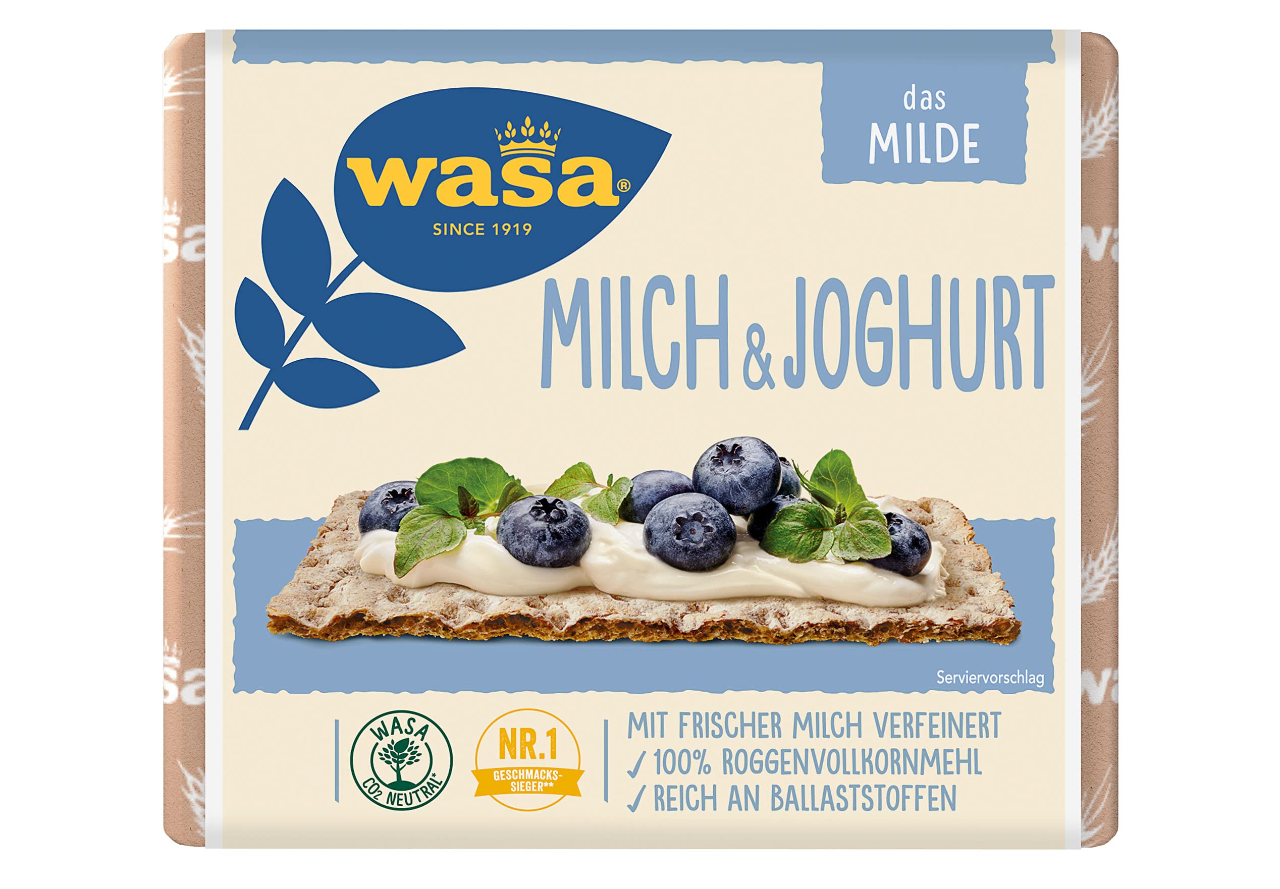 Wasa Knäckebrot Milch & Joghurt aus Roggenvollkornmehl mit Milch verfeinert, 12 x 230g