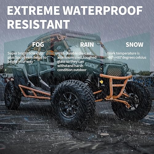 Miniatura 5 de YCHOW-TECH Cápsulas de luz LED redondas difusas, 2 unidades de 4 pulgadas, 160 W, luces LED de trabajo todoterreno, luz de zanja, lámpara