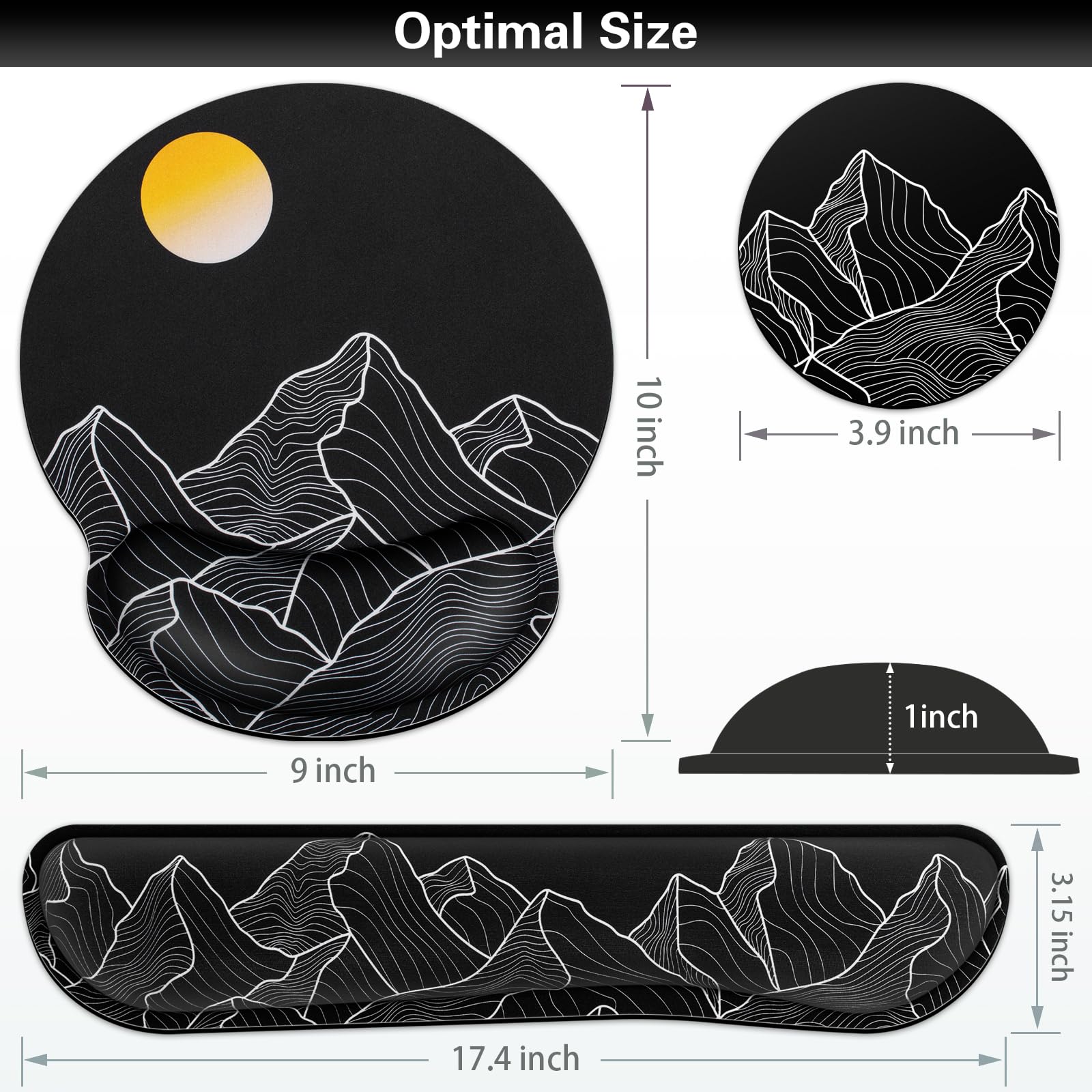 Tappetino per mouse con poggiapolsi, set 3 in 1 con supporto per il polso, tappetino per mouse da gioco con base antiscivolo, tappetino per mouse ergonomico, poggiapolsi in gel per tastiera in memory