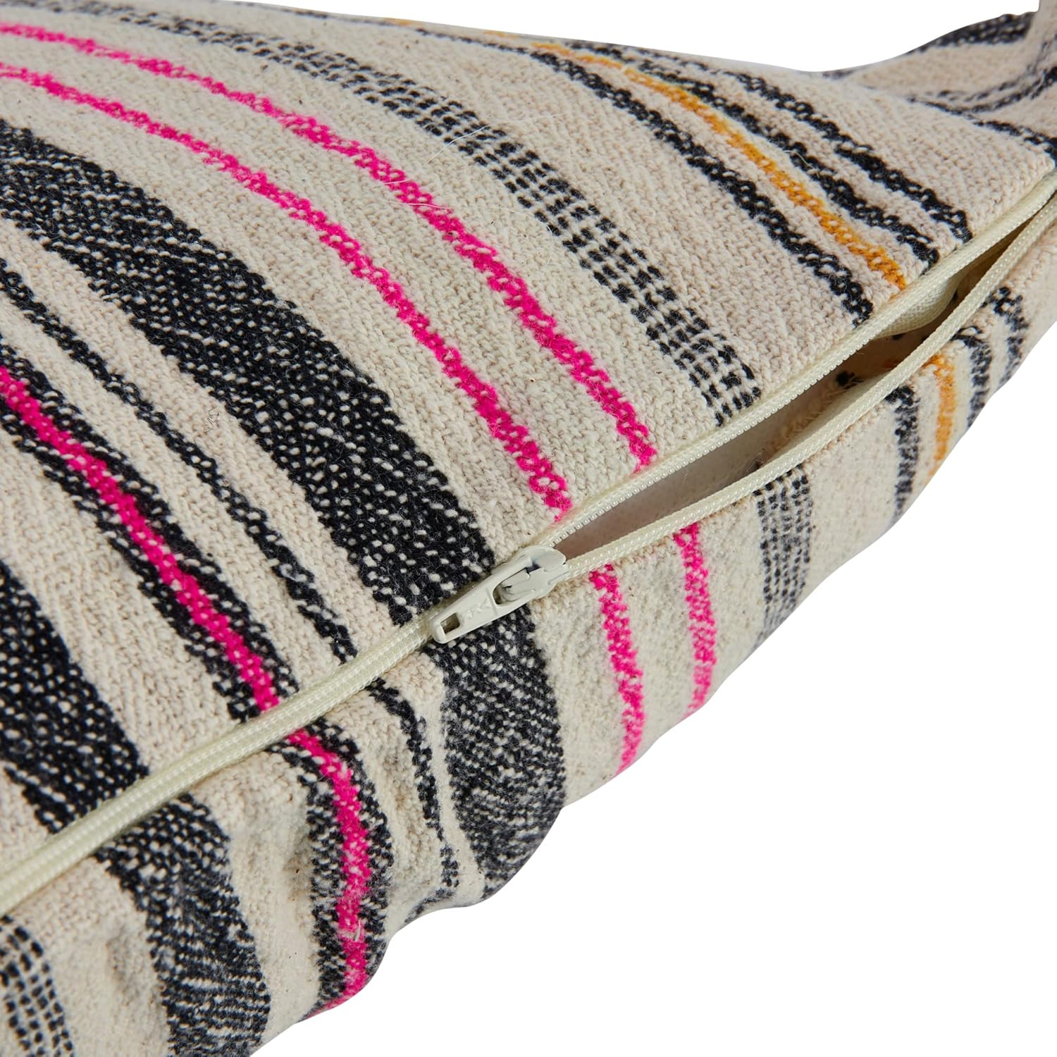 Creative Co-Op Cotton Blend Lumbar Pillow with Stripes, Multicolor