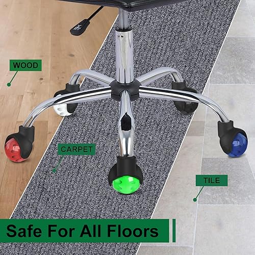 Miniatura 5 de Ruedas de repuesto para silla de oficina, ruedas de goma de 2 pulgadas para alfombras de piso de madera dura, juego de 5, ruedas resistentes para