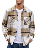 Men&apos;s Flannel Shirts Casual Button Down Plaid Shirt Jacket Long Sleeve Fleece Shacket with Pockets