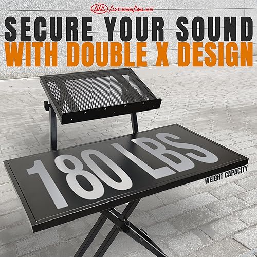 Miniatura 7 de AxcessAbles Soporte de Mesa Portátil de Dos Niveles para DJ  Soporte para Teclado de Piano de Dos Niveles para Partituras y Tableta  Soporte para