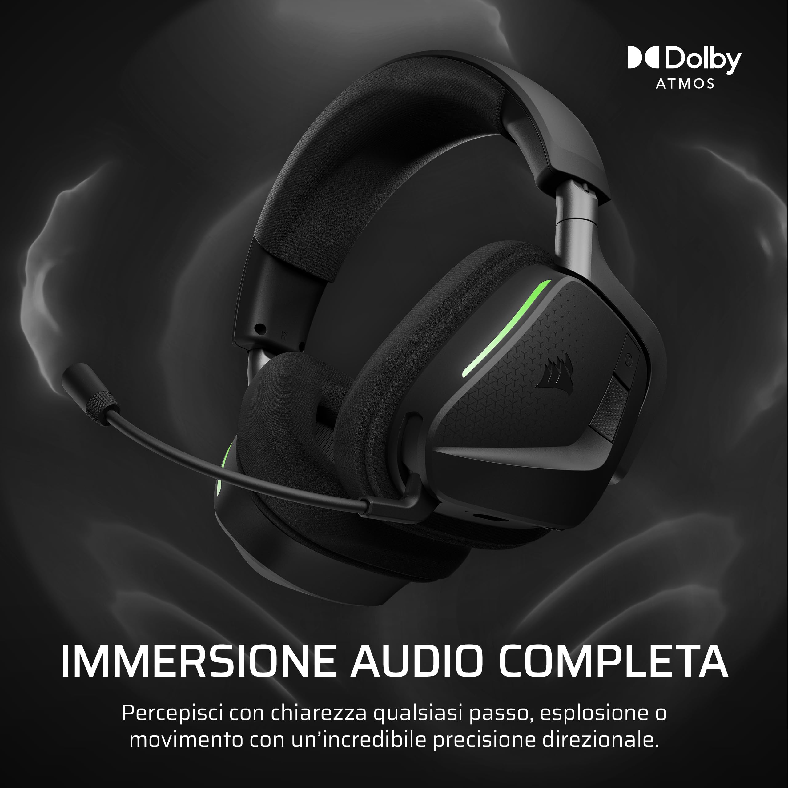 Corsair VOID v2 MAX Wireless Bluetooth Cuffia Gaming per Xbox Carbonio, 2,4 GHz Dolby Atmos 70 Ore Batteria