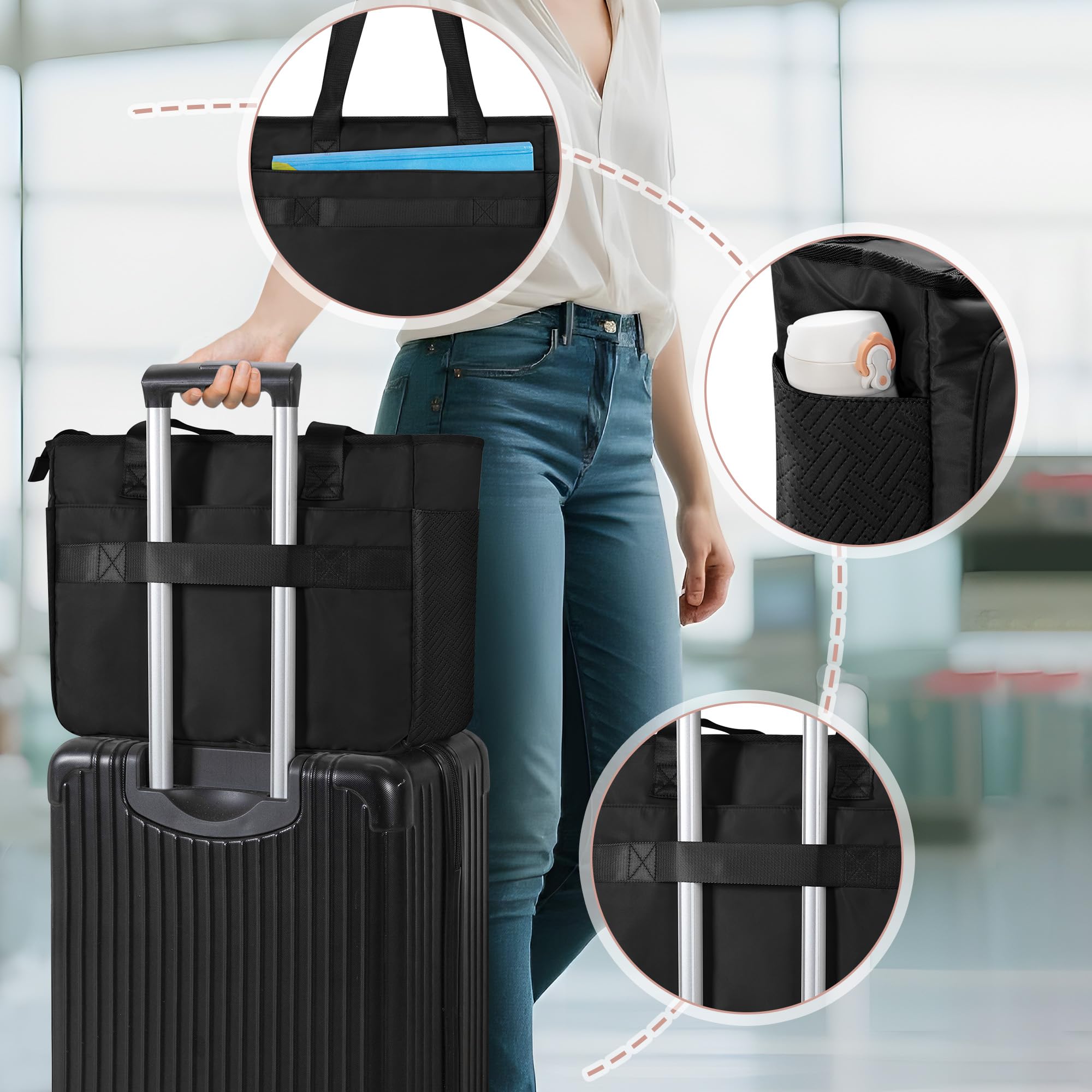 Lehrertasche für Damen, Lehrer Arbeitstasche 15,6 Zoll Laptoptasche mit Akkordeon Akten Organizer, Praktische Damen Computertasche für Lehrer, Designer, Büro, Uni, Reisen