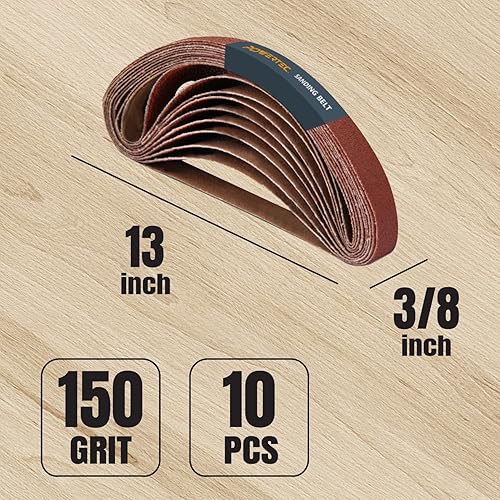 Miniatura 2 de POWERTEC 401315 38 x 13 pulgadas, lijadora de banda de óxido de aluminio de grano 150, correas abrasivas para lijadora de banda de aire, lijado de