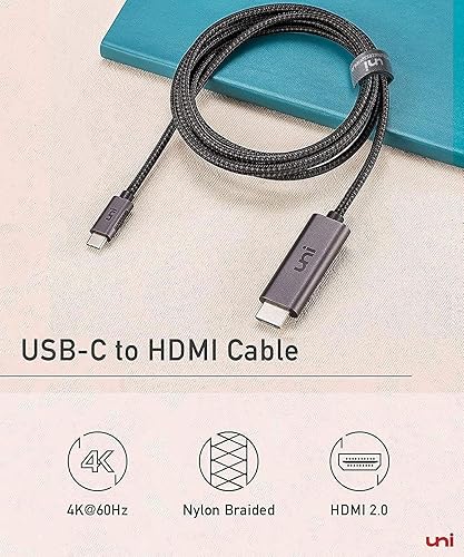 Miniatura 9 de uni Cable USB C a HDMI de 10 pies 4K a 60 Hz, cable USB tipo C a HDMI de aluminio resistente (compatible con Thunderbolt 3/4) con Samsung S8-S23