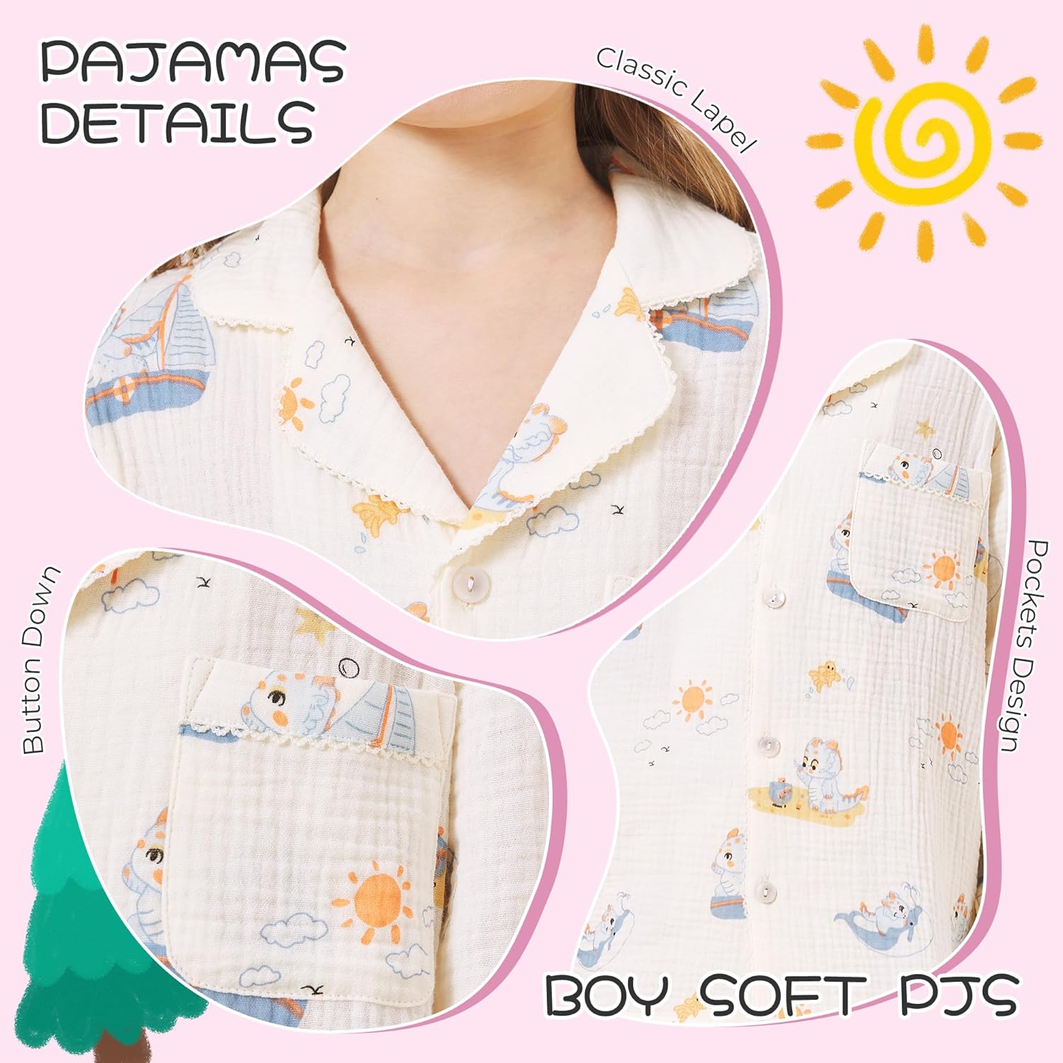2 Pack Girls 100% Cotton Pajamas Set Kids Button Down Soft Pjs 2T-10 Years - Image 4