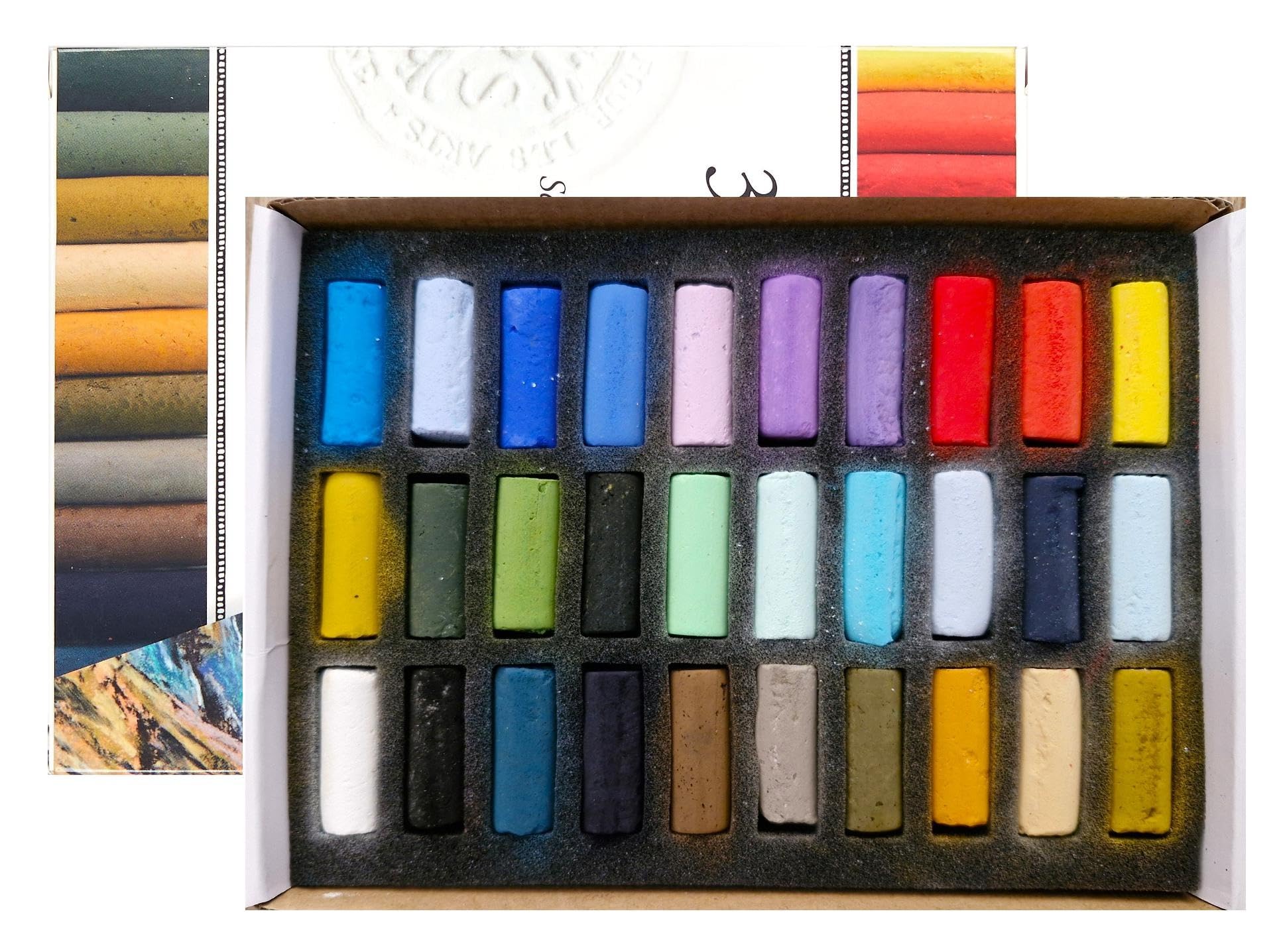 Sennelier conjunto de Pastel seco 30 medio pastel tiernos al aire libre, SET BORDE MAR, Pastel Extra Finset Y 2 cartas