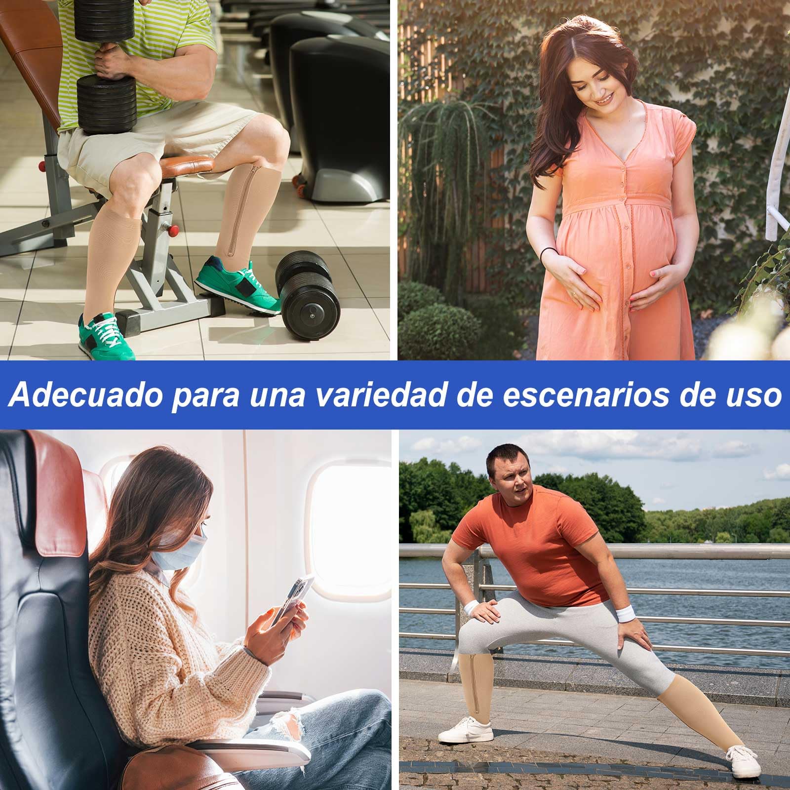 PUTUO Medias de Compresion Talla Grande: Calcetines de Compresión con Cremallera Punta Abierta para Hombre y Mujer 1par