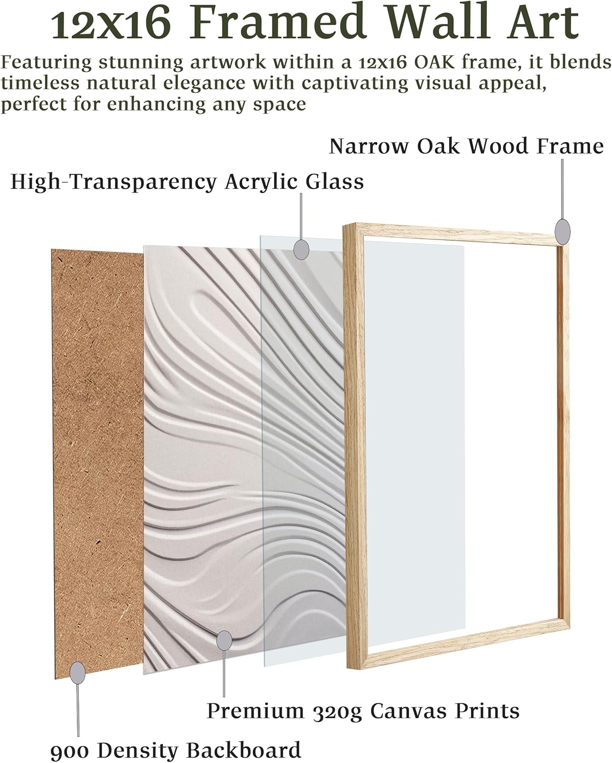 EcoHest 3d illusion wall art oak framed modern japandi