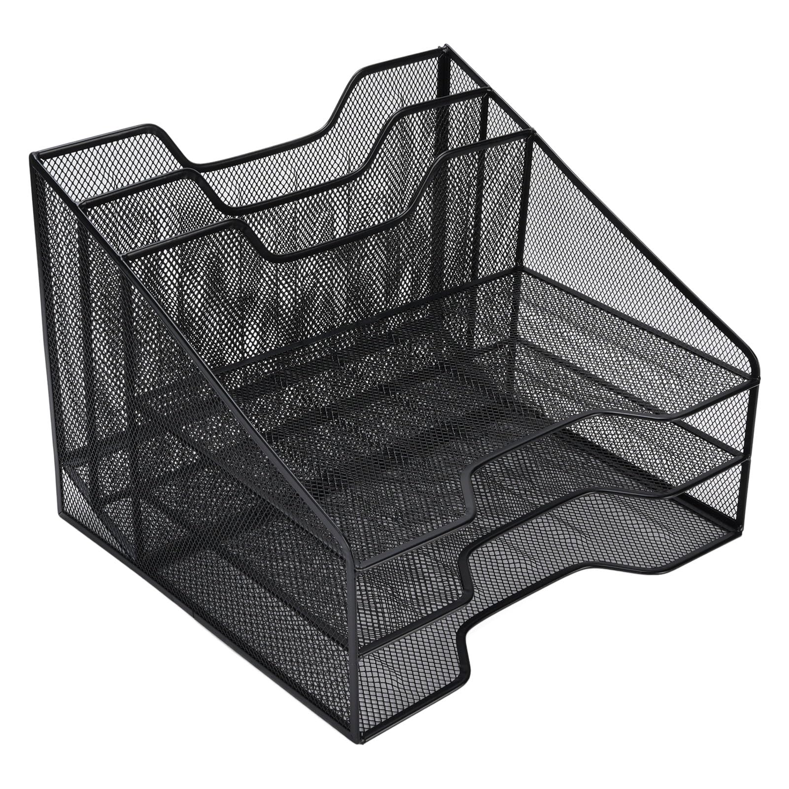 Fabater Organizador de Malla de Escritorio de Metal Práctica Rack de Almacenamiento de Archivos de Papel de 3 Niveles para Uso de la Oficina