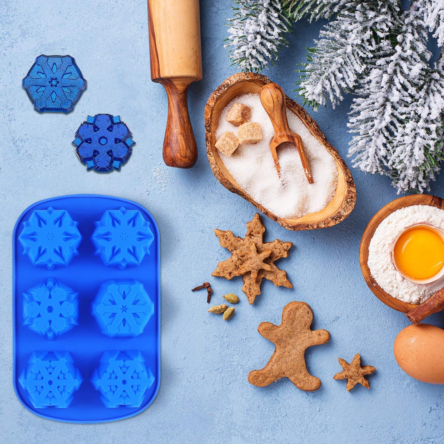 Reland Sun Sneeuwvlok Fondant Mold 3D Kerst Cake Decoraties Winter Cupcake Topper voor Chocolade Snoep Zeep Cake Bakken Decoratie (Sneeuwvlok 2