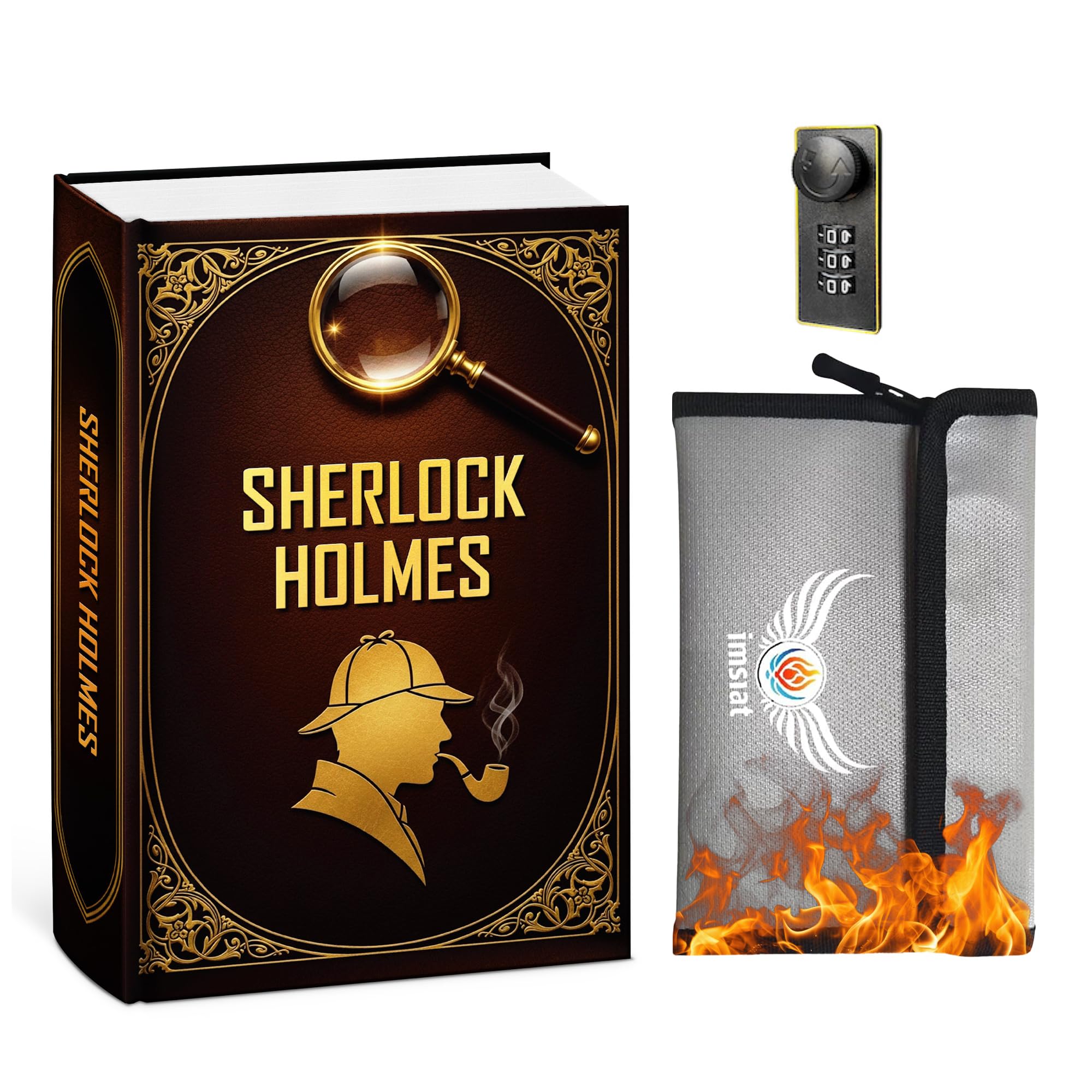 Book Safe with Combination Lock โ Disguised Book Safe for Cash, Jewellery & Documents โ Fireproof Bag Included โ Discreet Portable Safe for Home, Office & Travel
